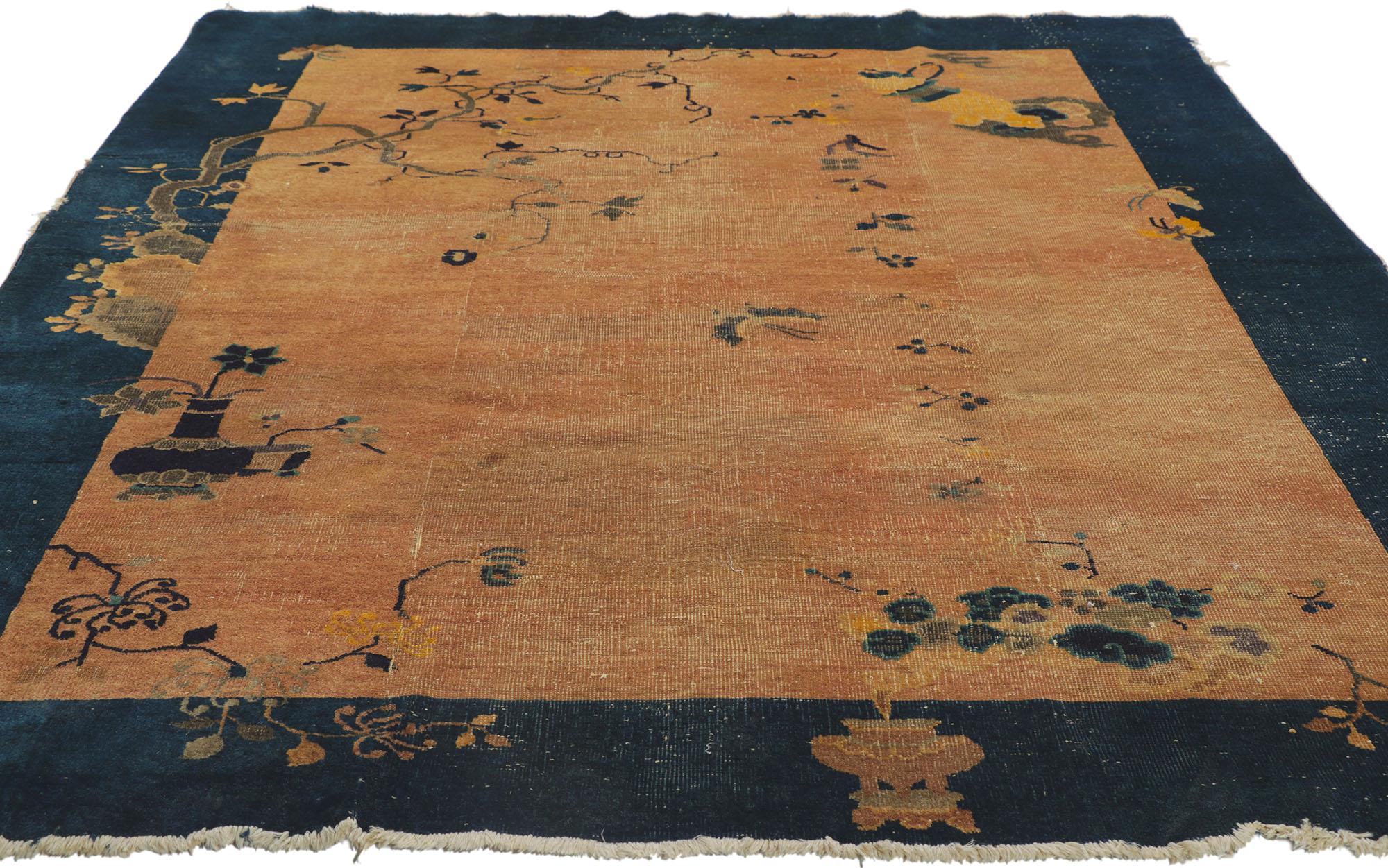 Antiker chinesischer Peking-Teppich im Used-Stil (Chinese Chippendale) im Angebot