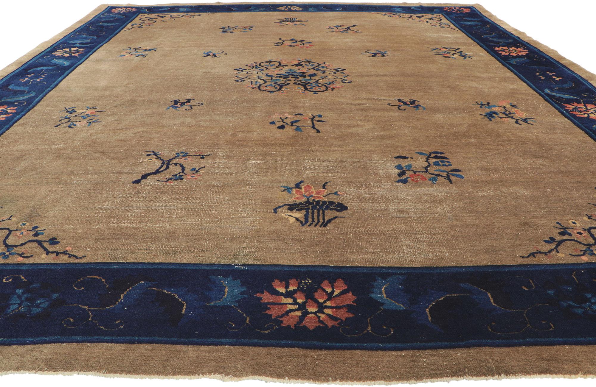 Chinese Chippendale Distressed Antique Chinese Peking Rug For Sale