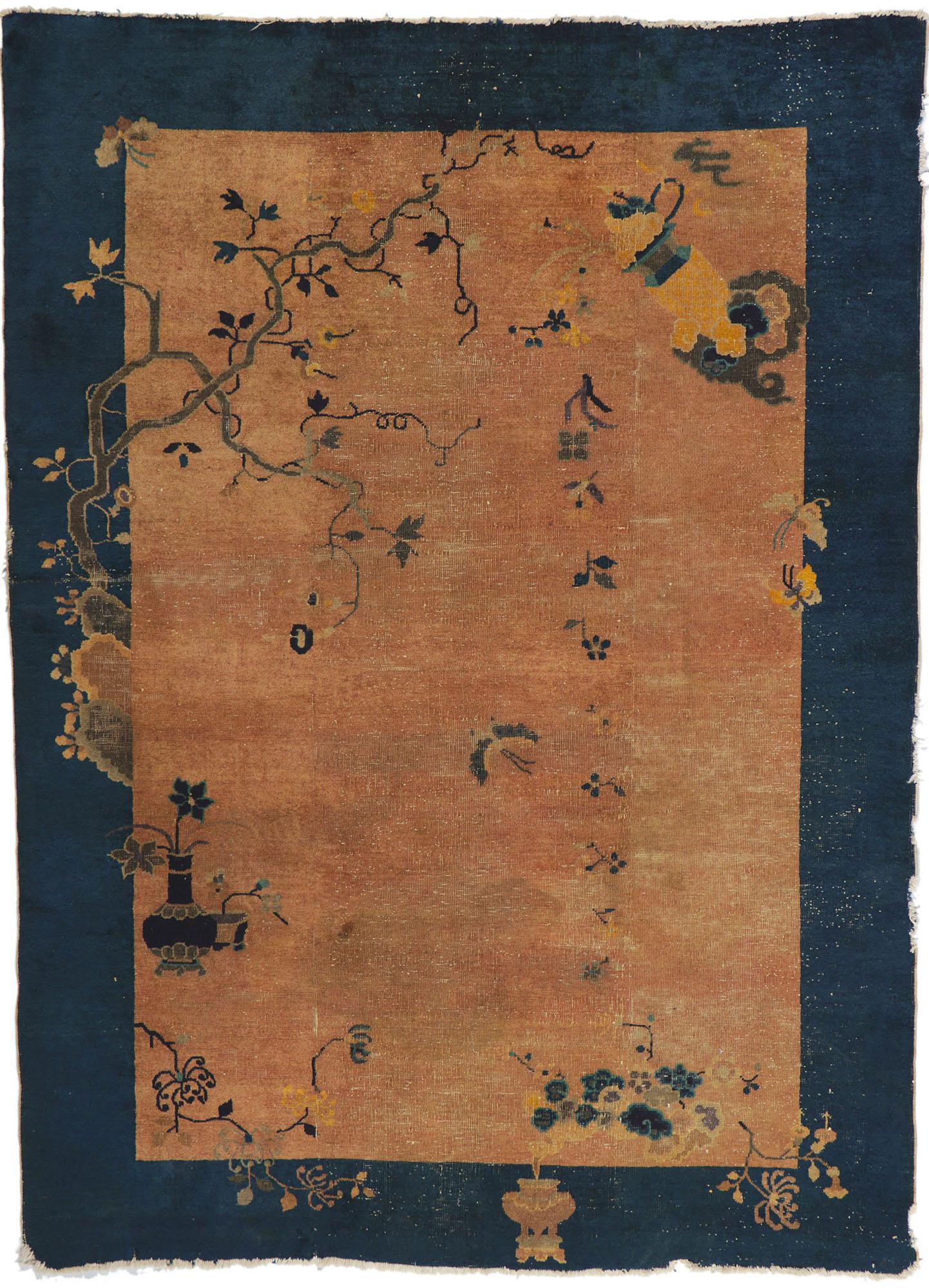Antiker chinesischer Peking-Teppich im Used-Stil im Angebot 1