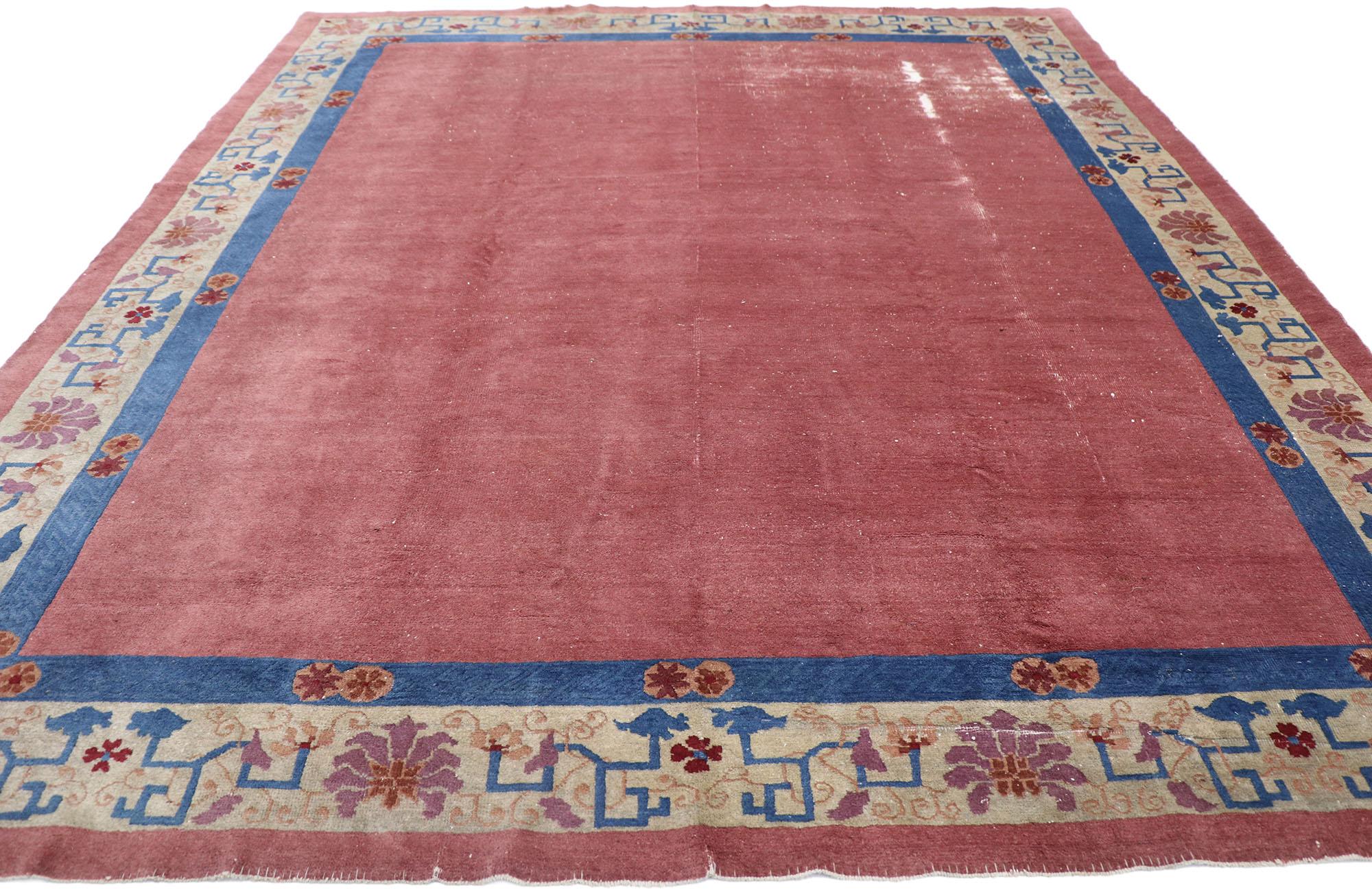 Alfombra china pekinés antigua envejecida Chippendale chino en venta