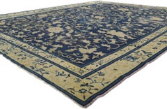 Tapis chinois pékinois ancien vieilli avec style chinois rustique