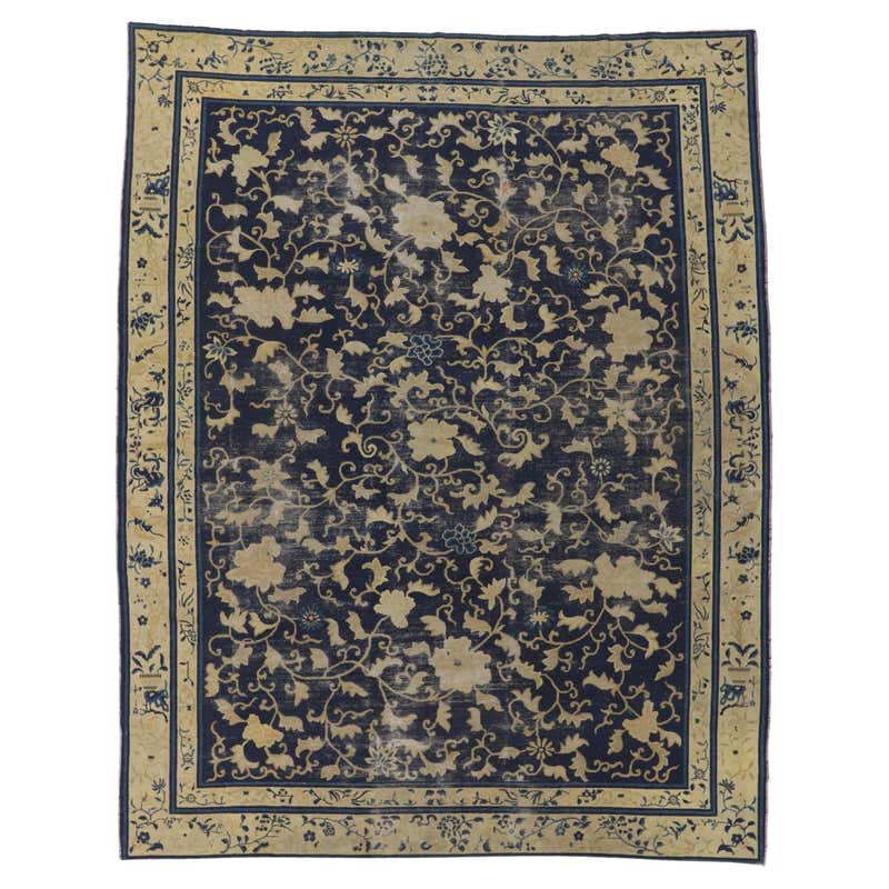 Antique Chinese Peking Rug with Rustic Chinoiserie Style For Sale at ...