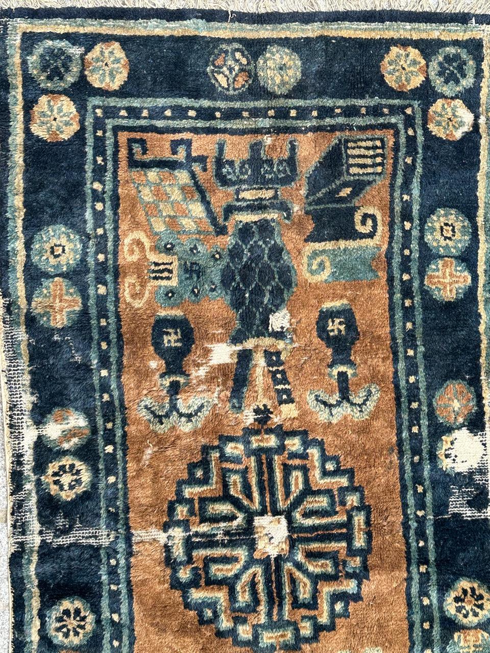 Hand-Knotted Distressed antique Chinese rug For Sale