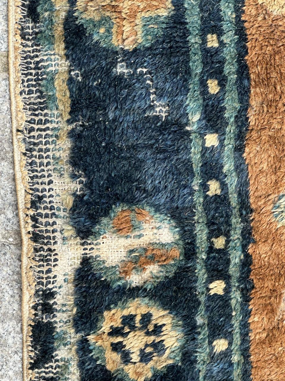 Wool Distressed antique Chinese rug For Sale