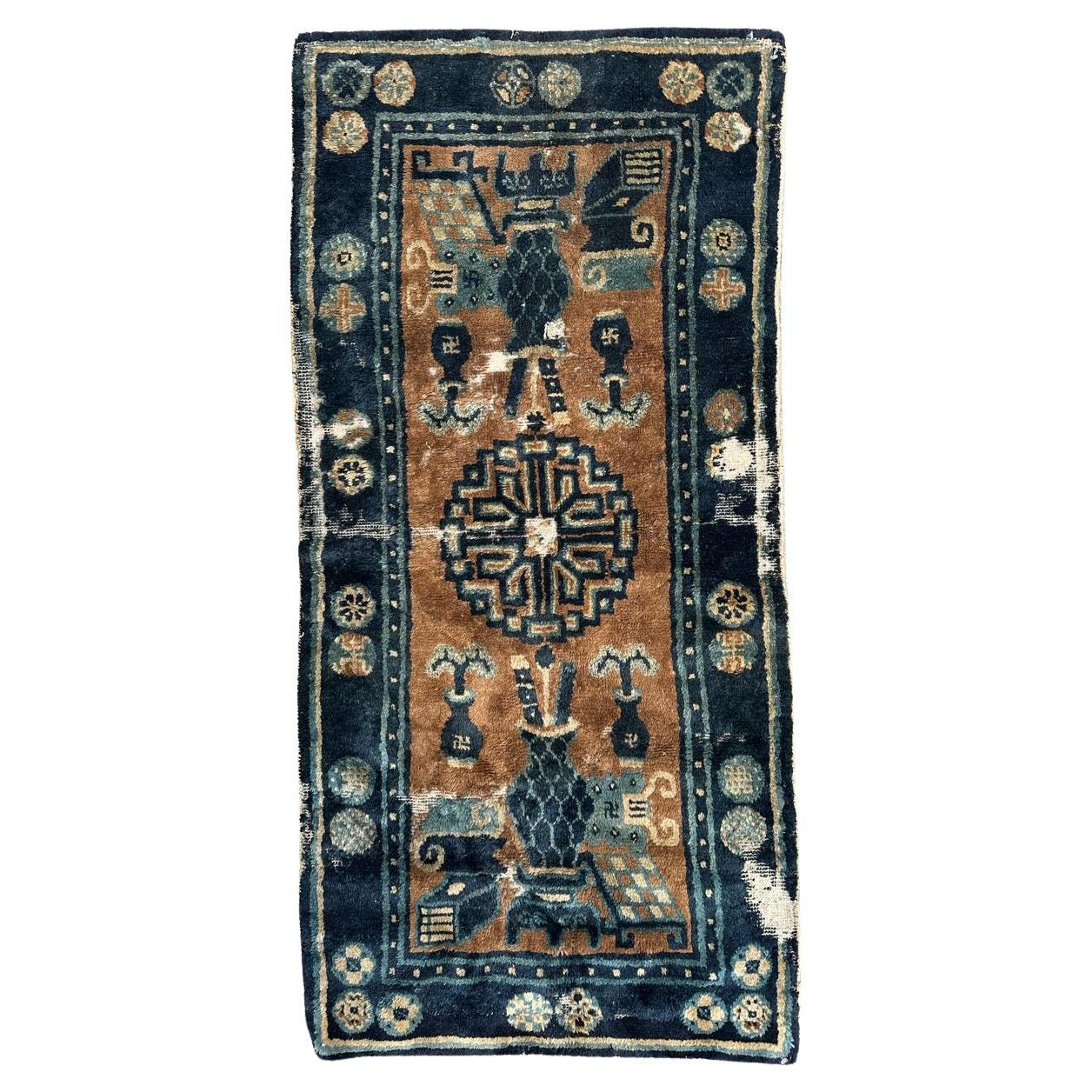 Distressed antique Chinese rug For Sale