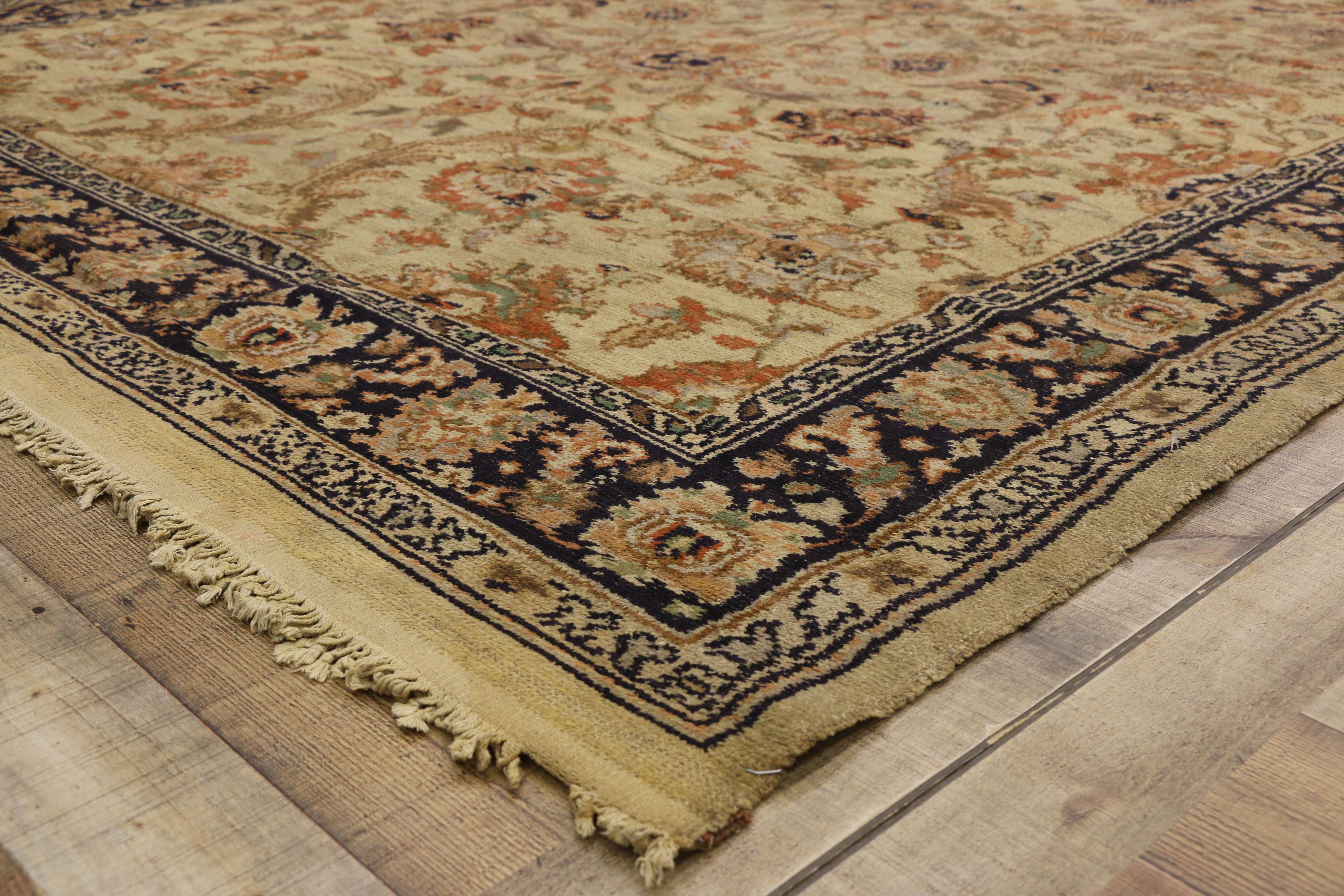 Arts and Crafts Distressed Antique European Spanish Area Rug with Arts & Crafts Style For Sale