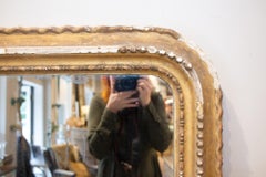Distressed Antique French Gilt Frame Louis Philippe Mirror with Original Glass