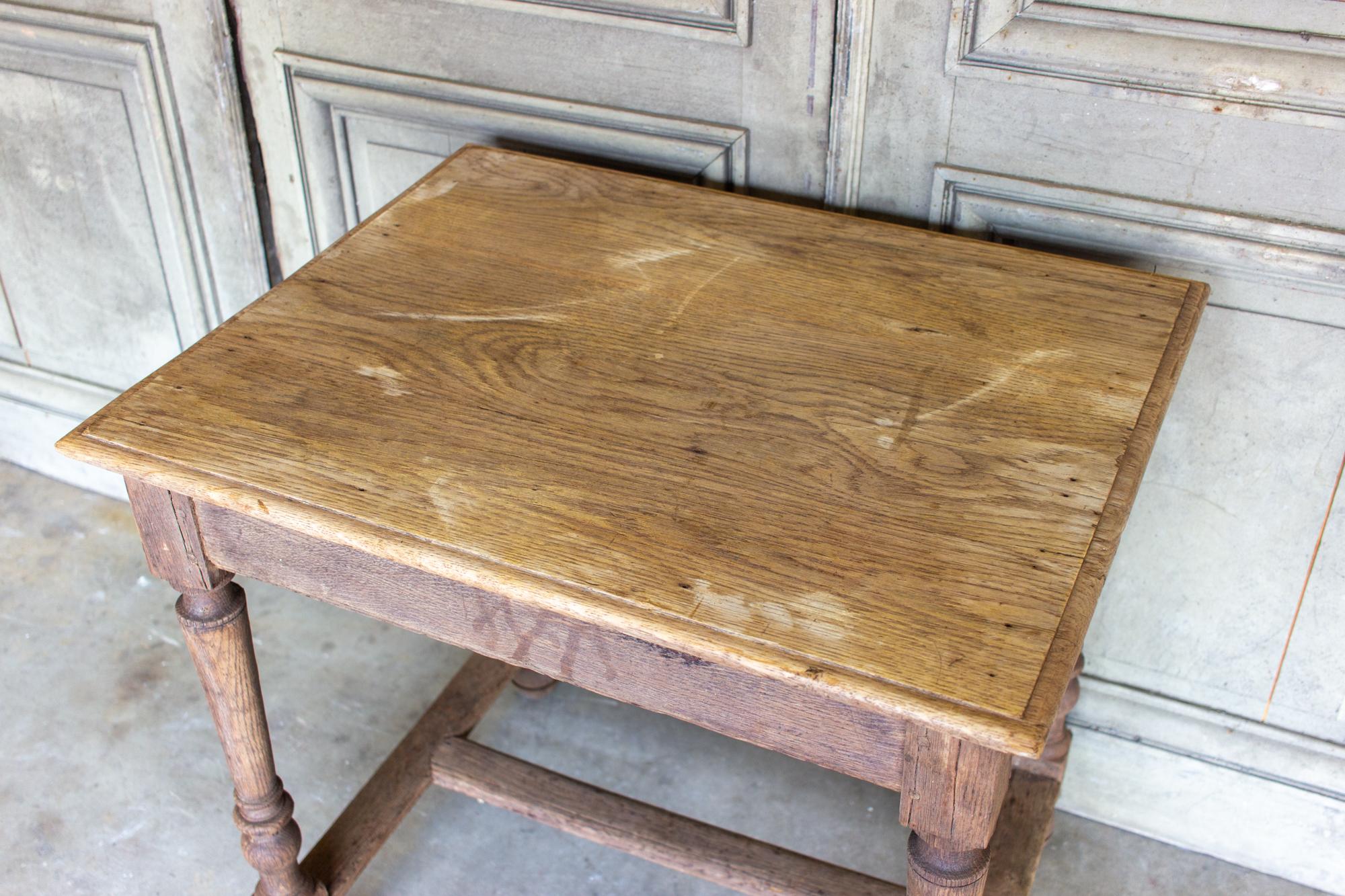 20th Century Distressed Antique French Oak Side Table, circa 1910