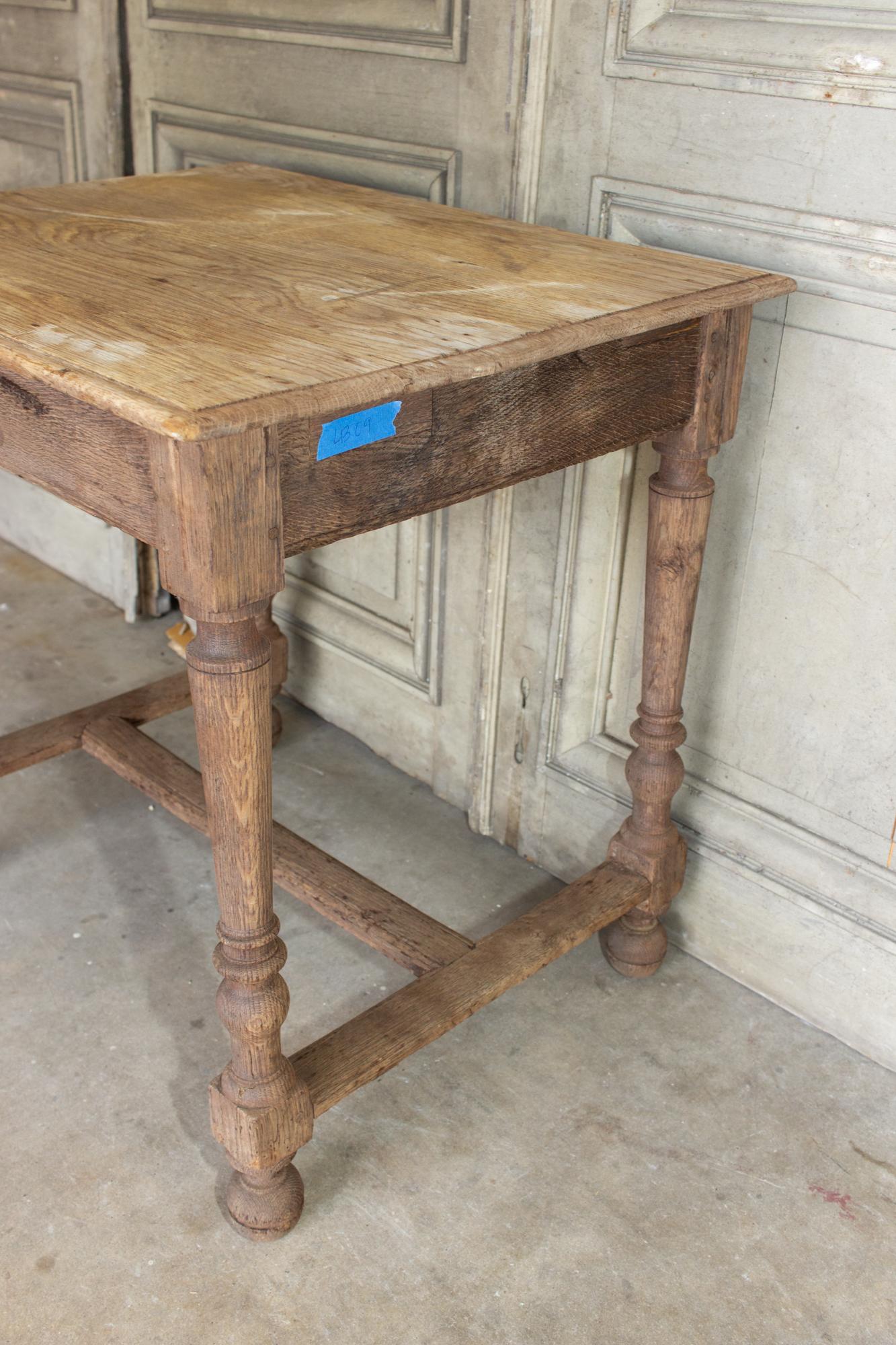 Distressed Antique French Oak Side Table, circa 1910 1