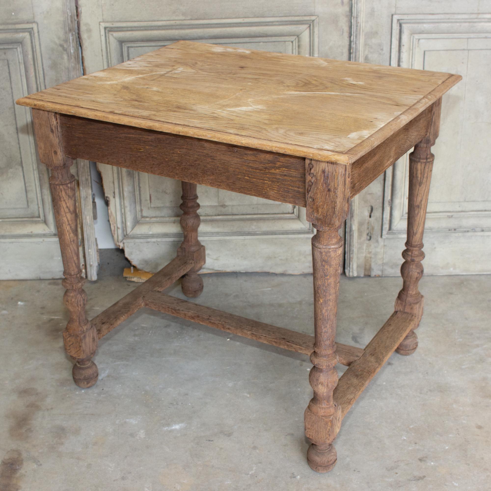 Distressed Antique French Oak Side Table, circa 1910 3