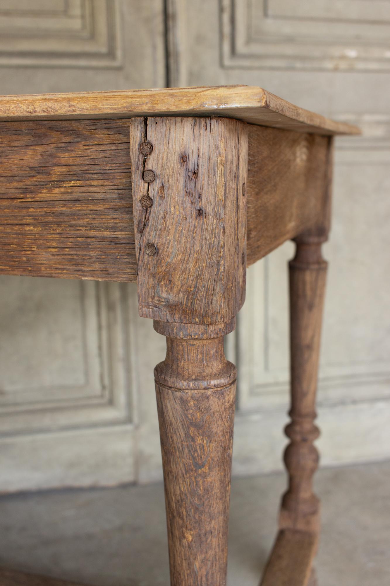 Distressed Antique French Oak Side Table, circa 1910 4
