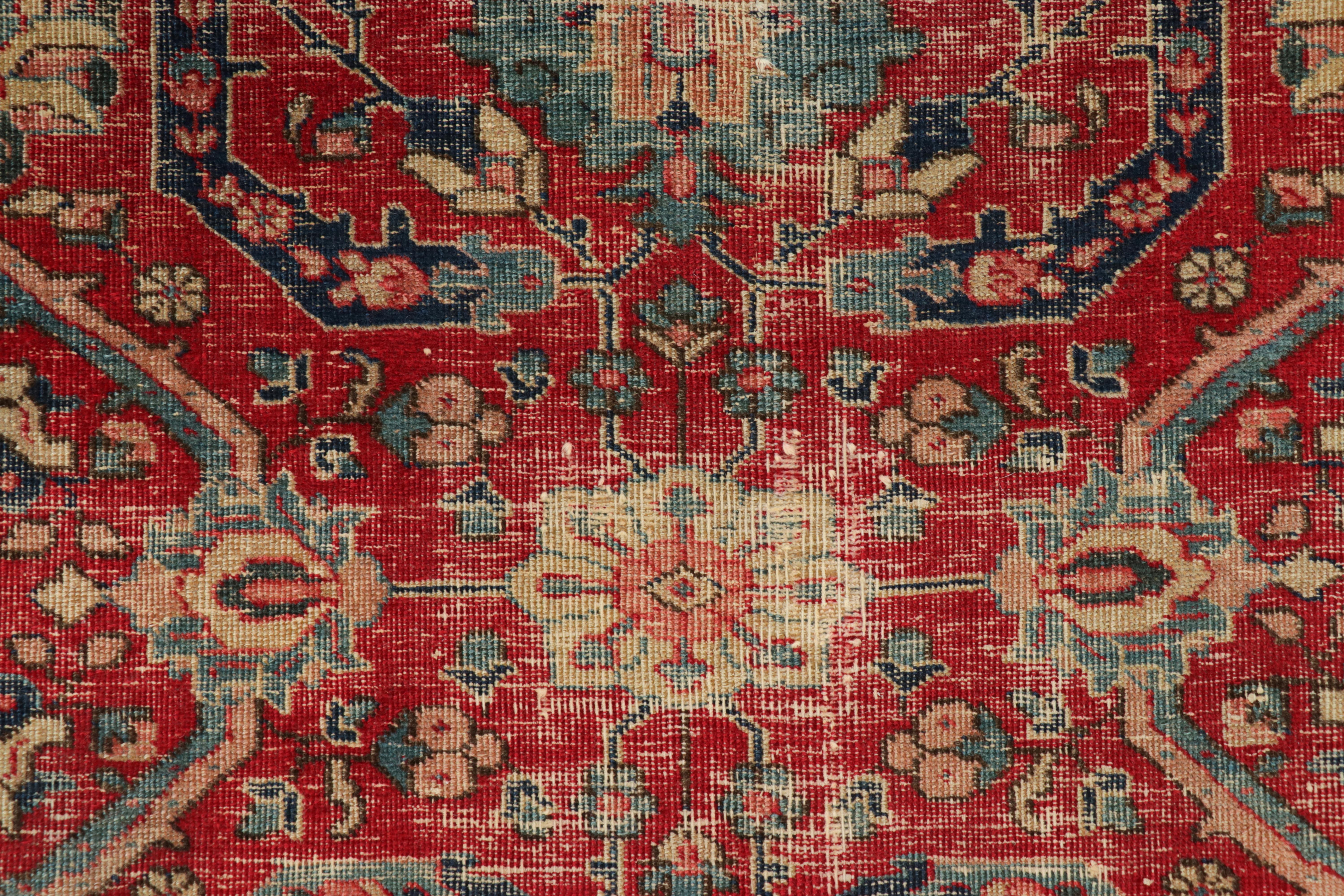 Heriz Serapi Tappeto persiano antico Heriz, rosso con fiori stravaganti - Rug & Kilim in vendita