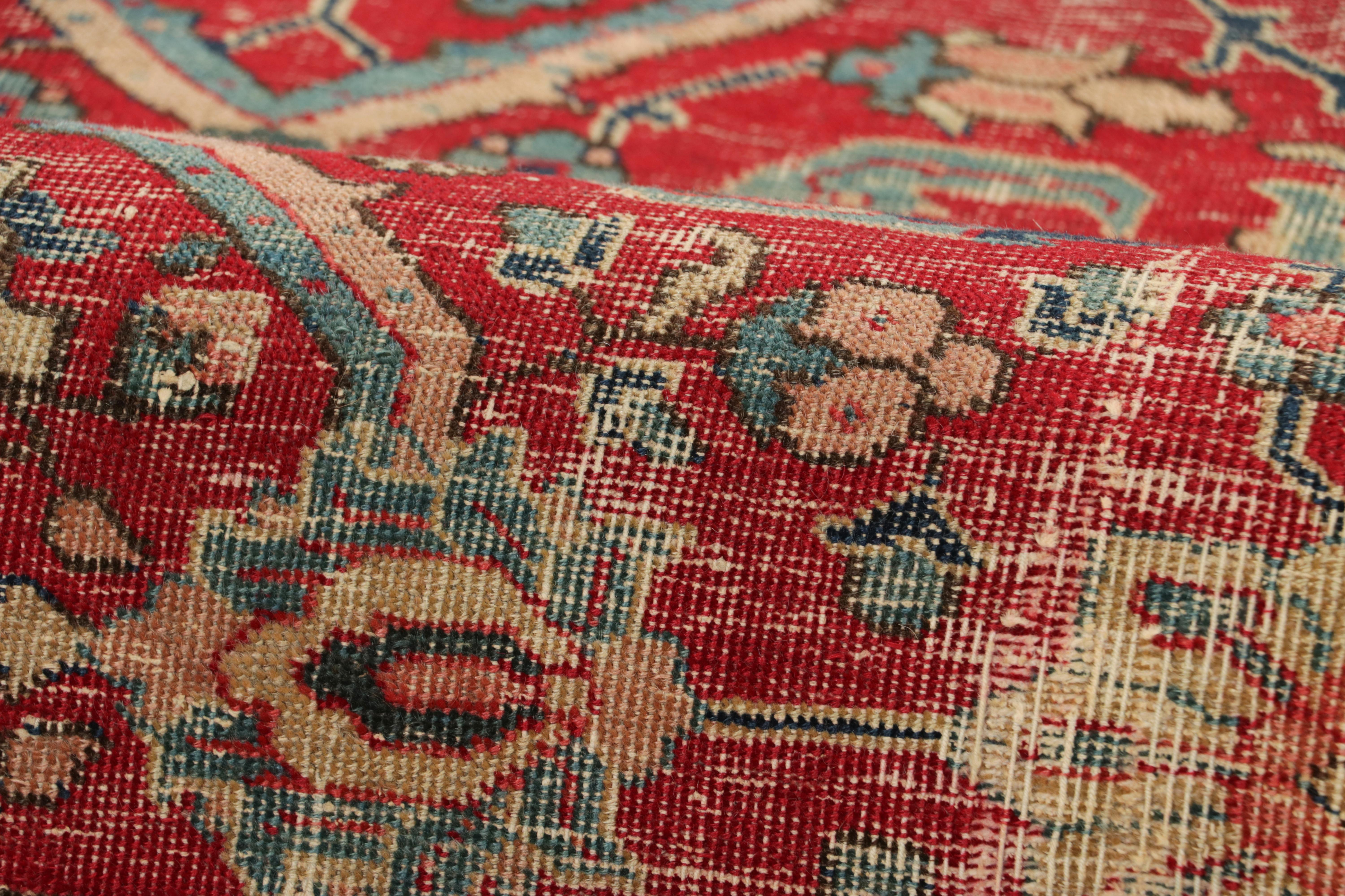 Lana Tappeto persiano antico Heriz, rosso con fiori stravaganti - Rug & Kilim in vendita