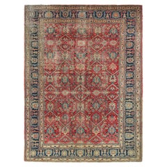 Tappeto persiano antico Heriz, rosso con fiori stravaganti - Rug & Kilim