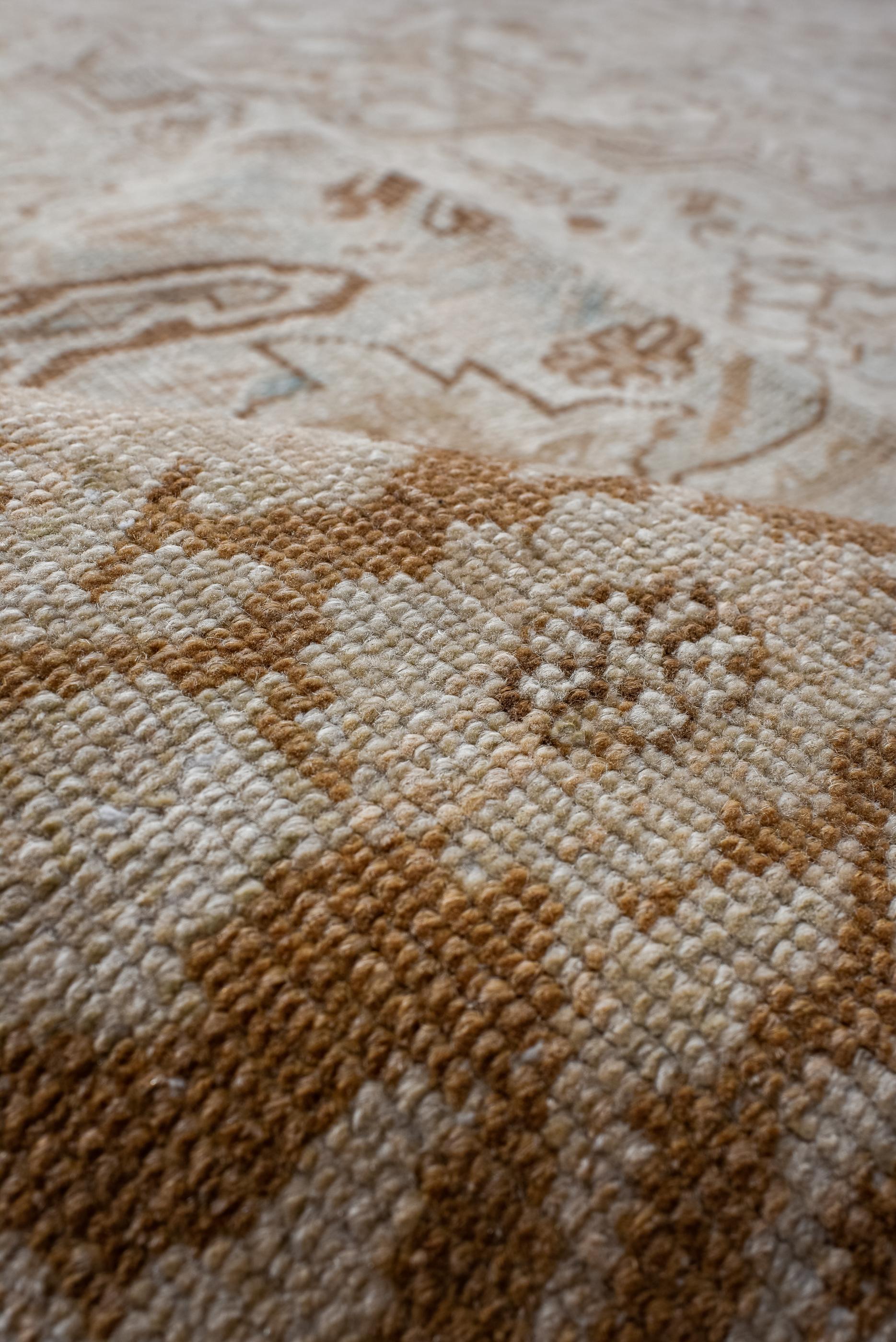 Wool Distressed Antique Heriz with Light Palette  For Sale