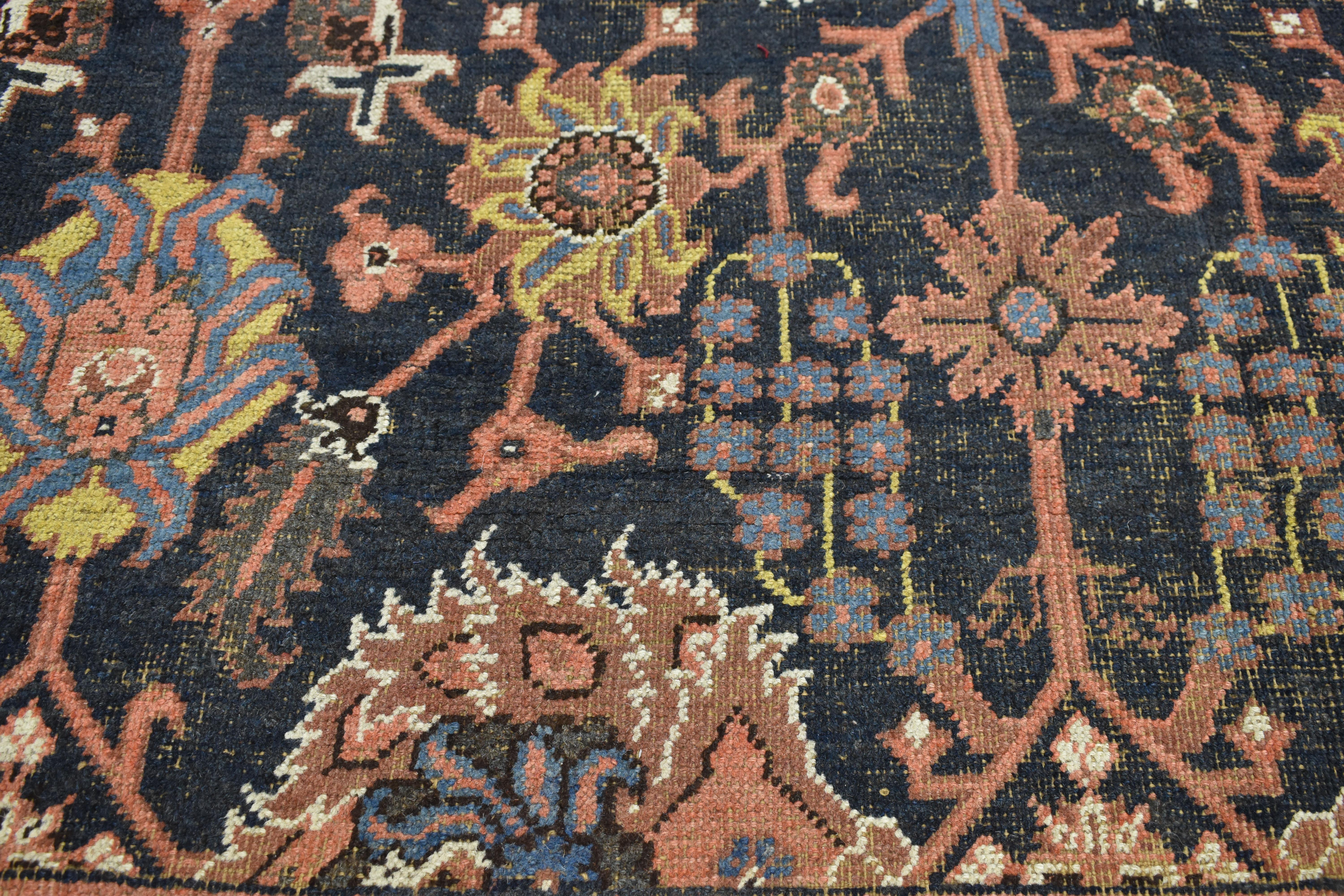 Hand-Knotted Distressed Antique-Indian Agra with Modern Traditional Arts & Crafts Style For Sale