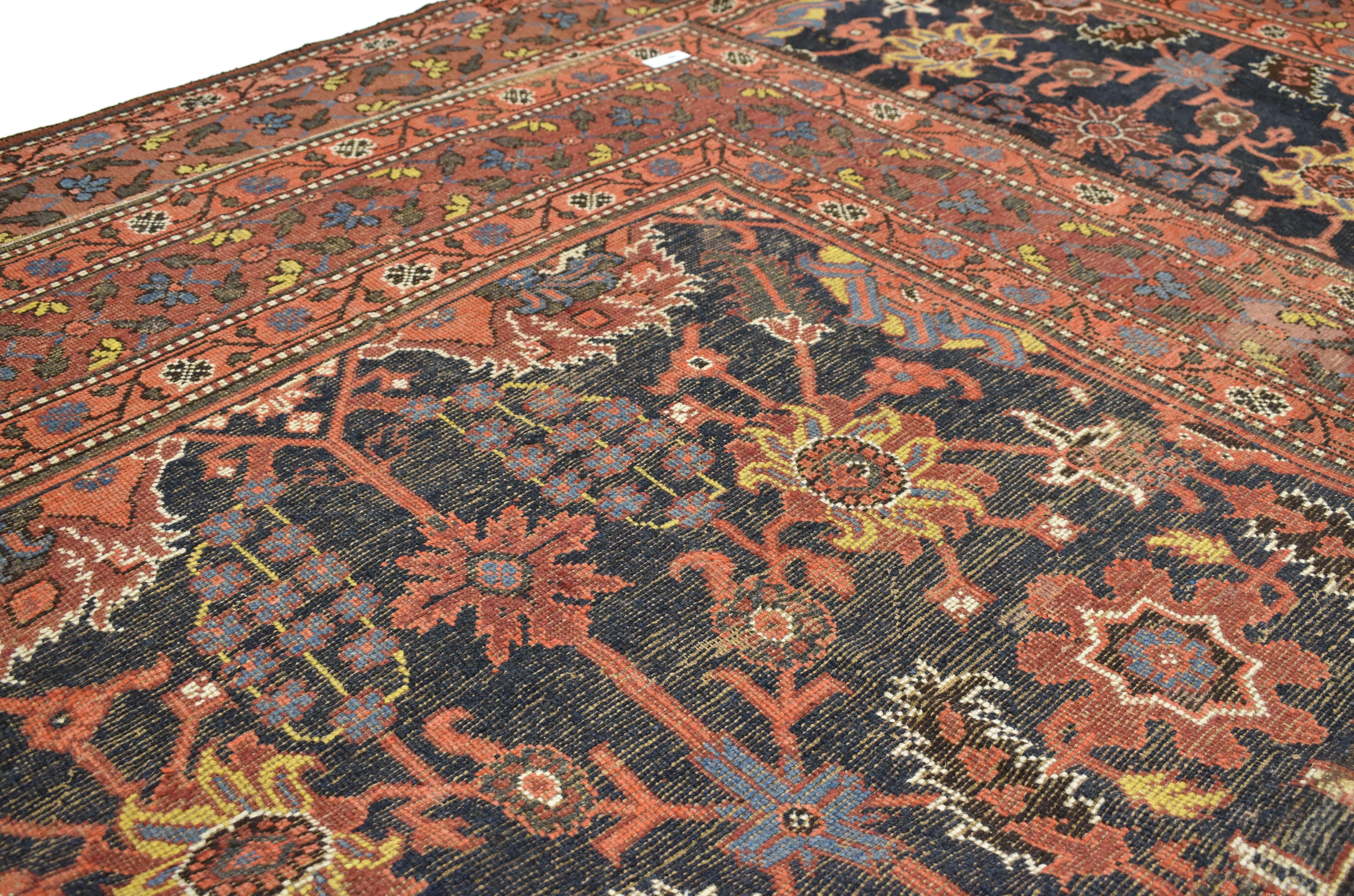 Distressed Antique-Indian Agra with Modern Traditional Arts & Crafts Style In Good Condition For Sale In Dallas, TX