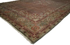 Distressed Antique Indian Agra Rug with Rustic Jacobean Old World Style
