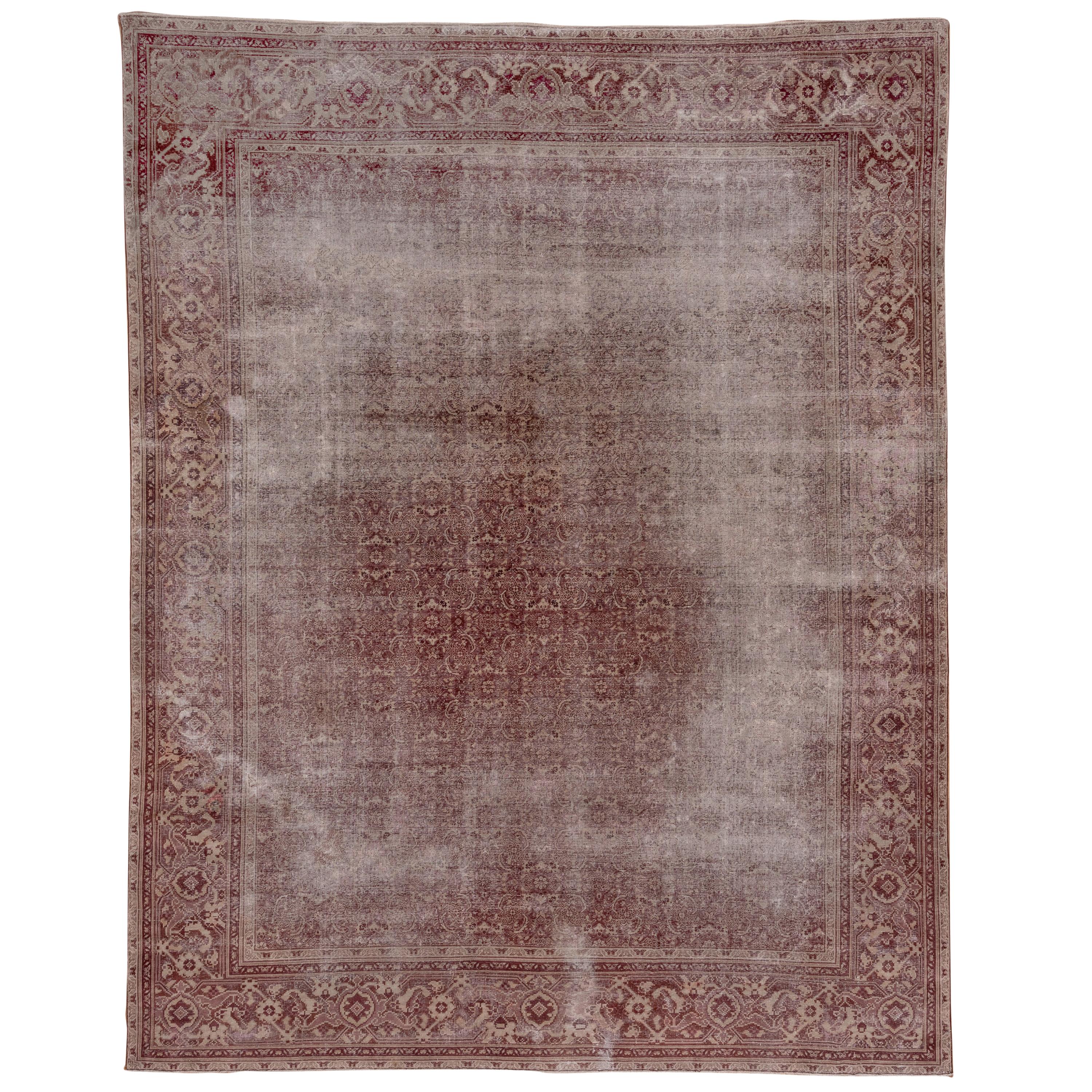 Distressed Antique Indian Amritzar Rug, Burgundy and Brown Tones For Sale