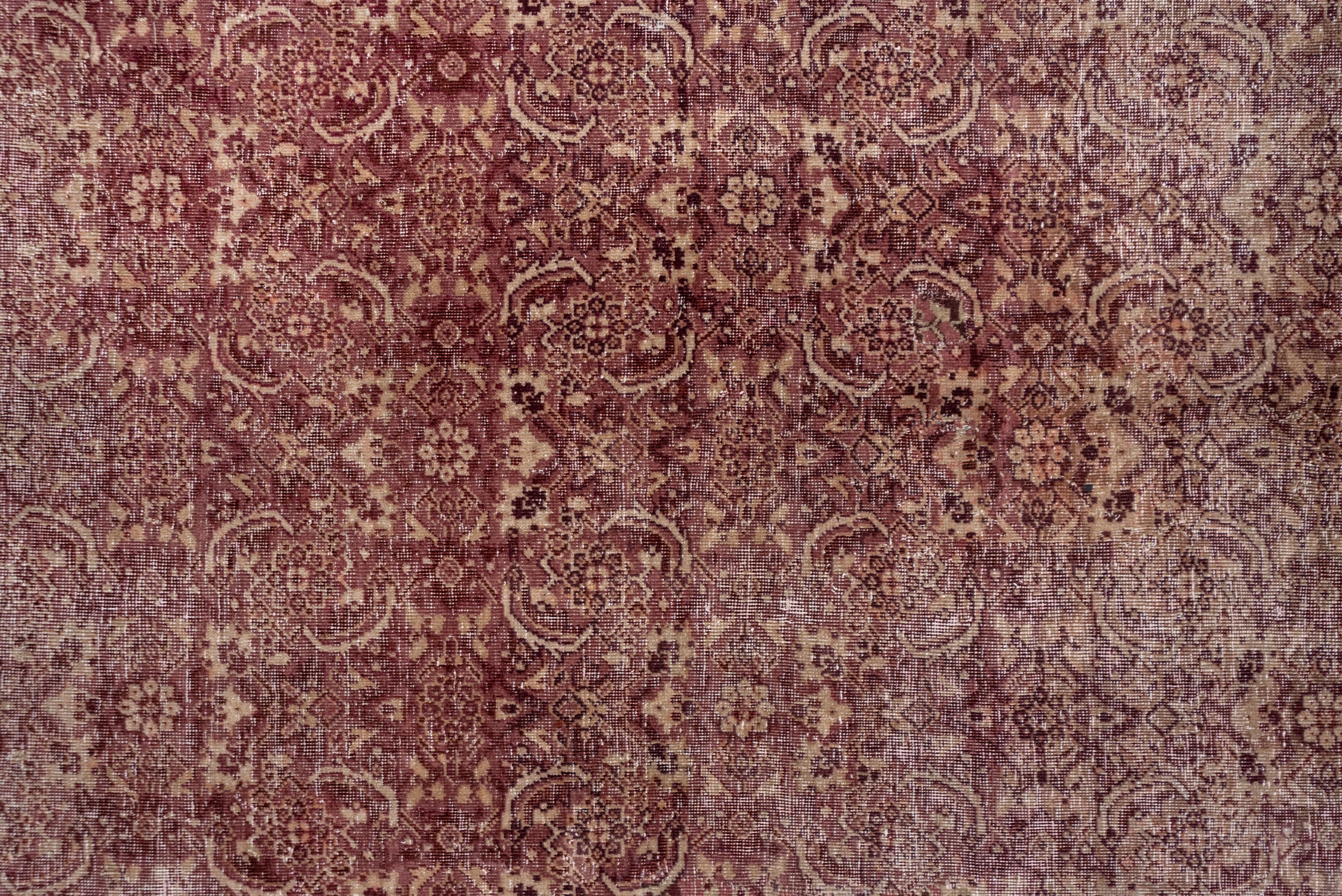 Early 20th Century Distressed Antique Indian Amritzar Rug, Burgundy and Brown Tones For Sale