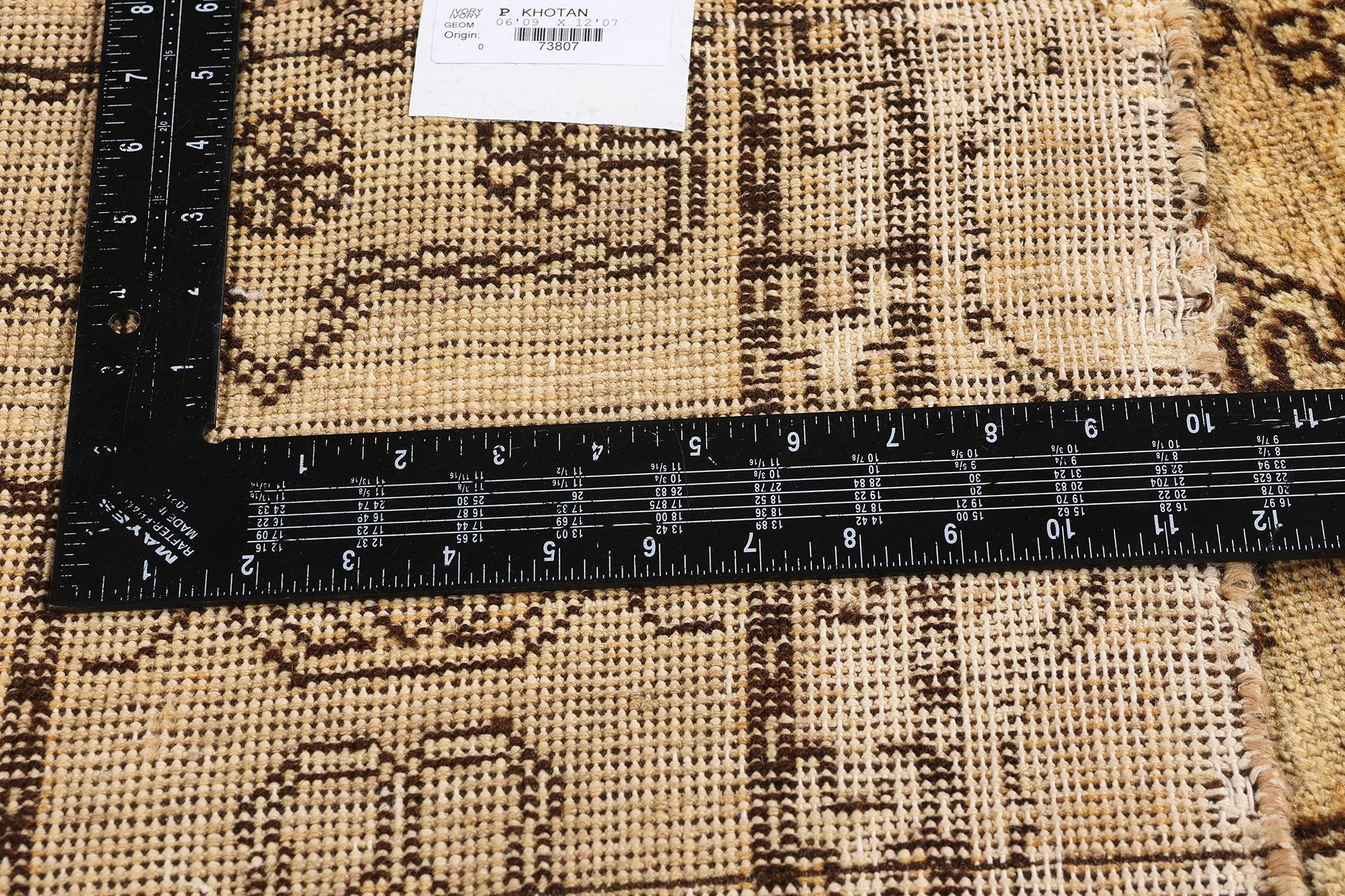 1900's Turkestan Khotan Rug with Traditional Style In Distressed Condition For Sale In Dallas, TX