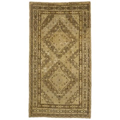 Distressed Antique Khotan Gallery Rug with Mid-Century Modern Style