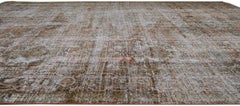 Distressed Antique Mahal Brown and Ivory Wool Rug 8'7''x12'4''