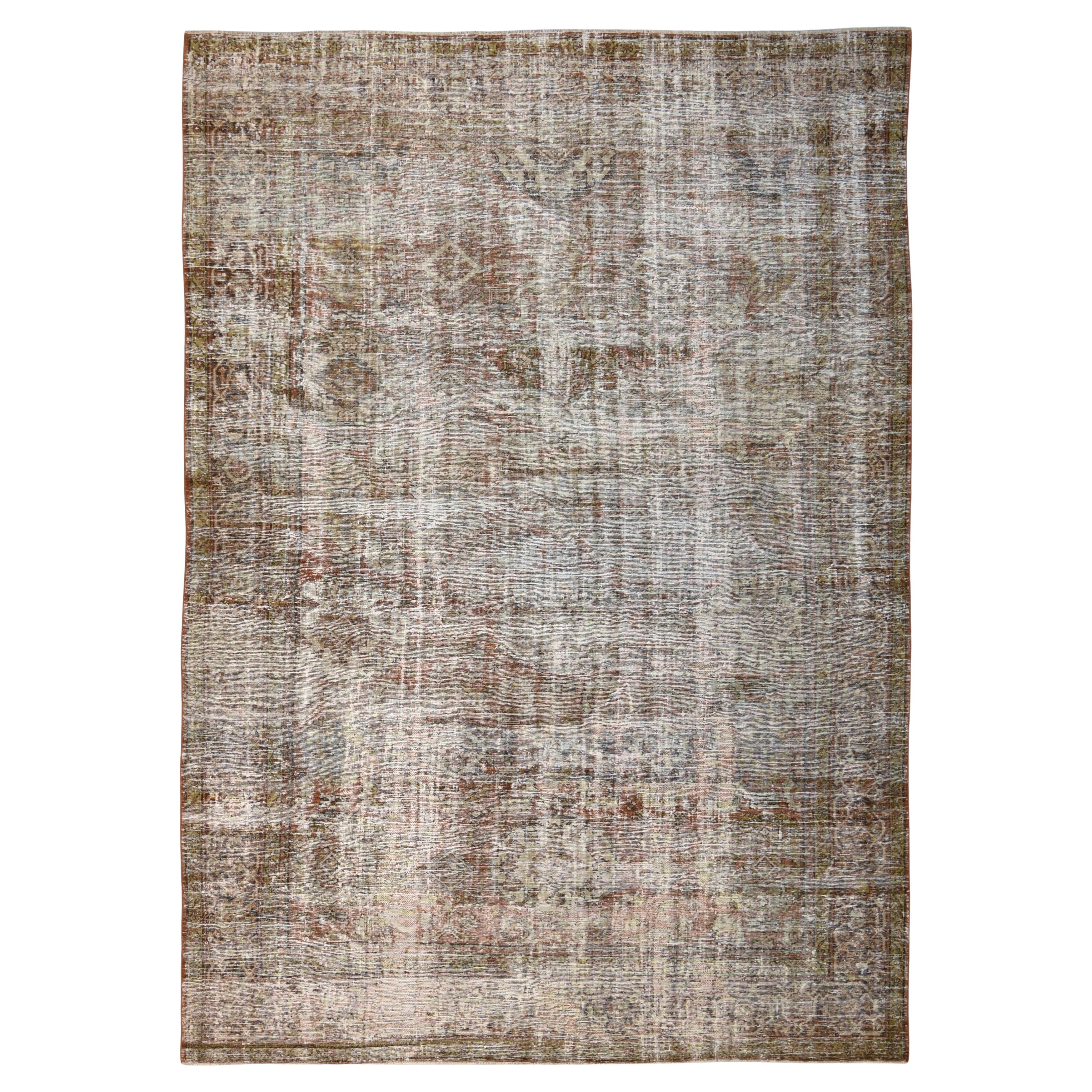 Tapis en laine Brown et Ivory Distressed Antique Mahal 8'7''x12'4''