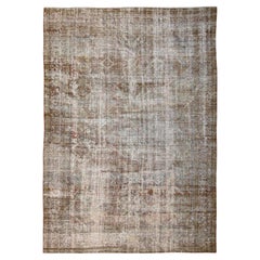 Distressed Antique Mahal Brown and Ivory Wool Rug 8'7''x12'4''