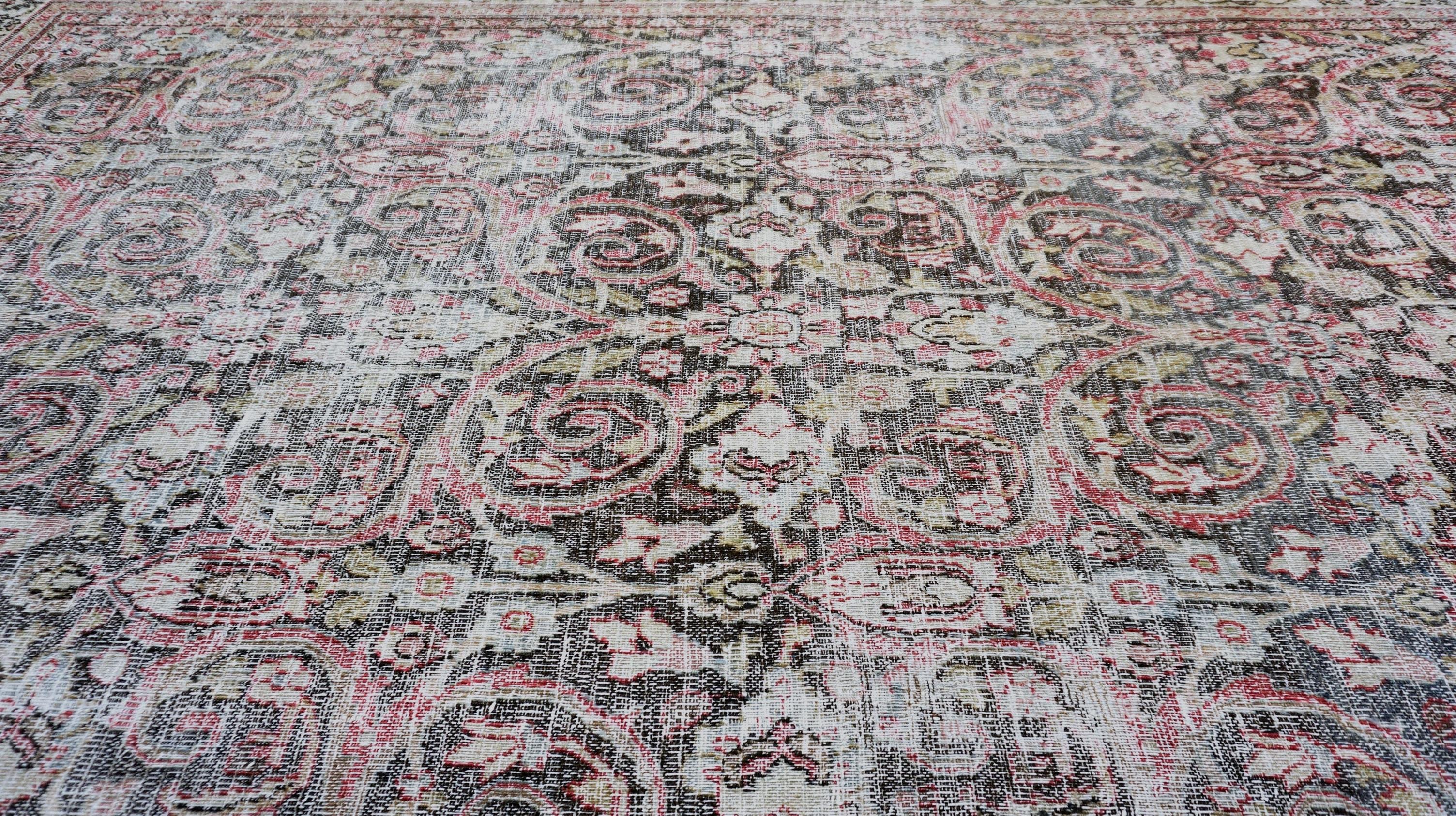Antiker Mahal rosa mehrfarbiger Wollteppich im Used-Look 9'6''x13' im Zustand „Gut“ im Angebot in Torrance, CA