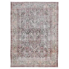 Distressed Antique Mahal Pink Multi Color Wool Rug 9'6''x13'