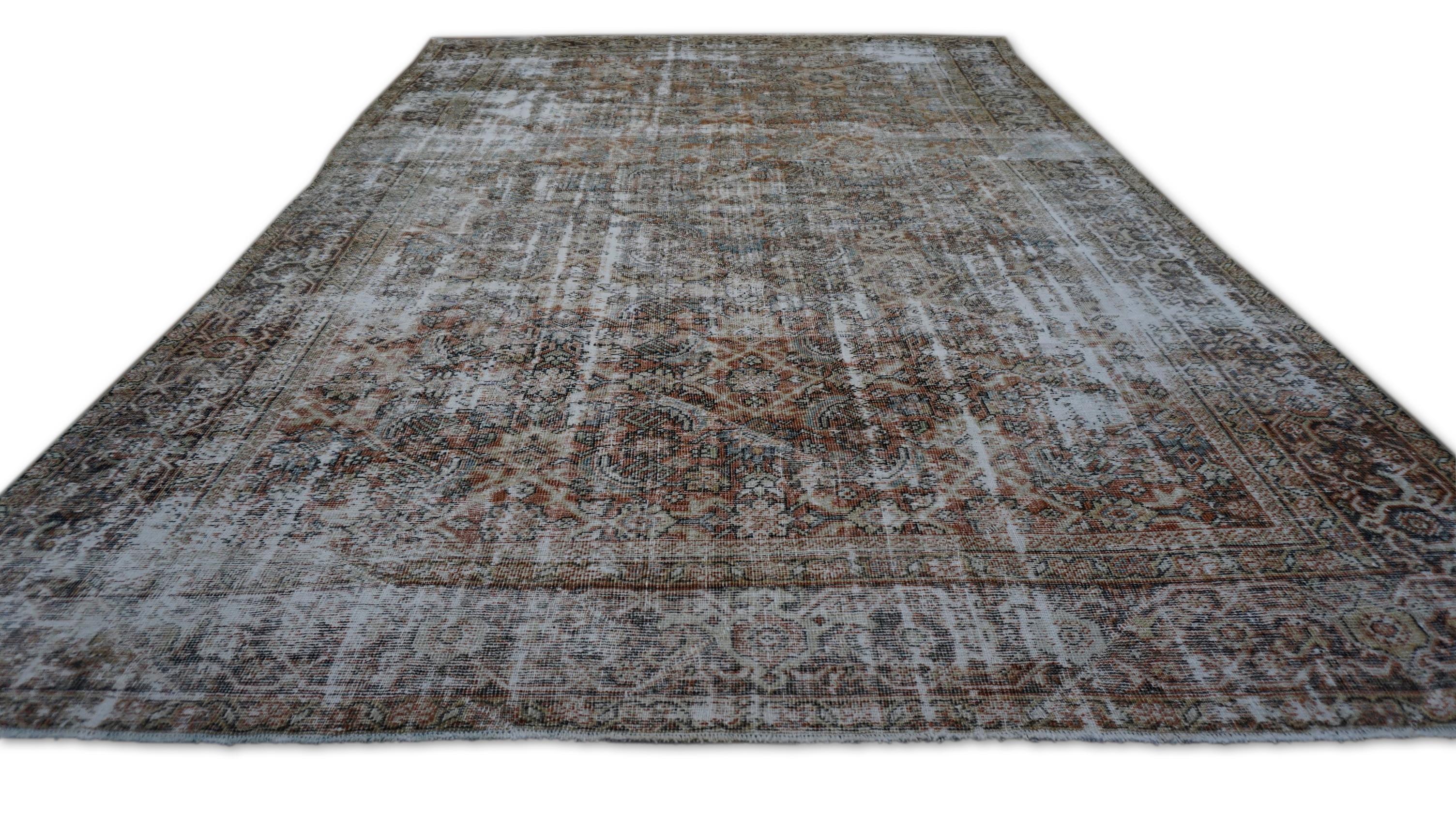 Alfombra de lana Mahal antigua envejecida 7'7''x12' Persa en venta