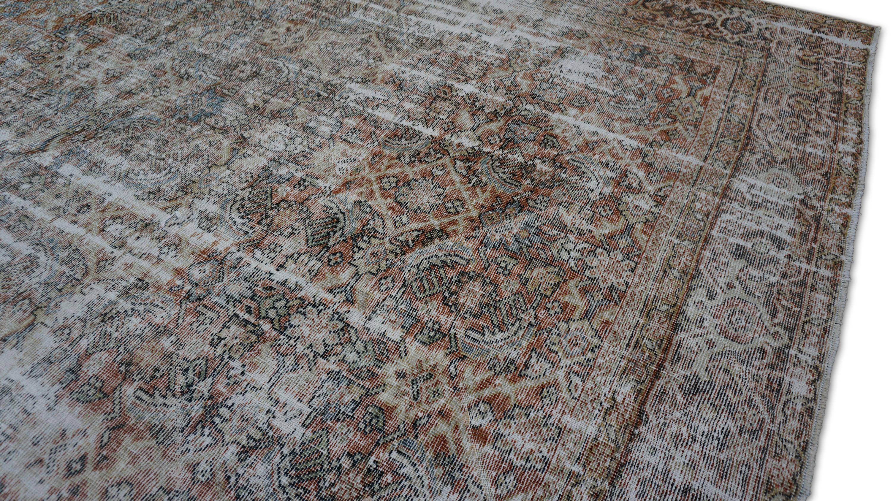 Alfombra de lana Mahal antigua envejecida 7'7''x12' Anudado a mano en venta