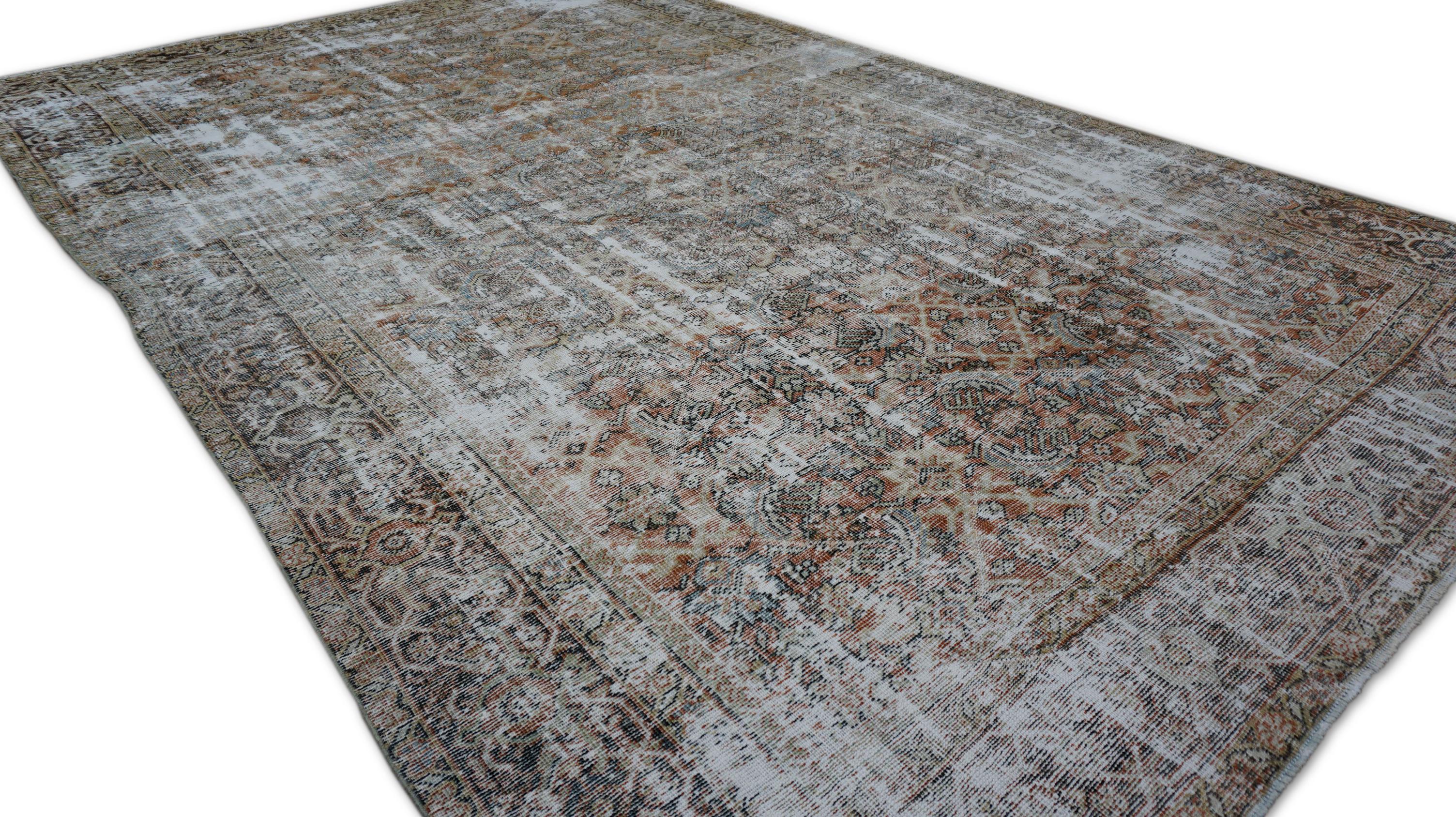 Alfombra de lana Mahal antigua envejecida 7'7''x12' en Bueno estado para la venta en Torrance, CA