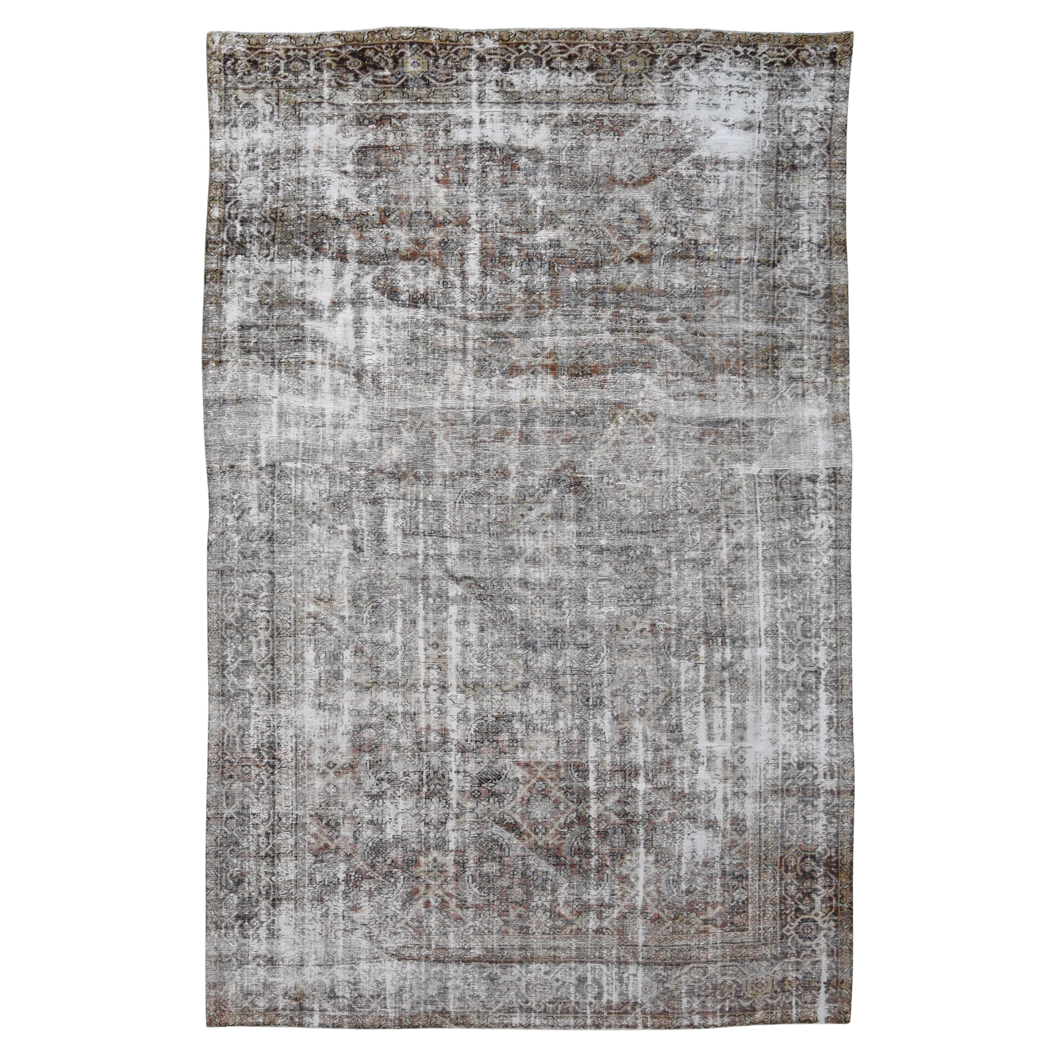 Alfombra de lana Mahal antigua envejecida 7'7''x12'