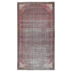 Distressed Antique Mahi Blue and faded Red Wool Rug 6'9''x12'4''