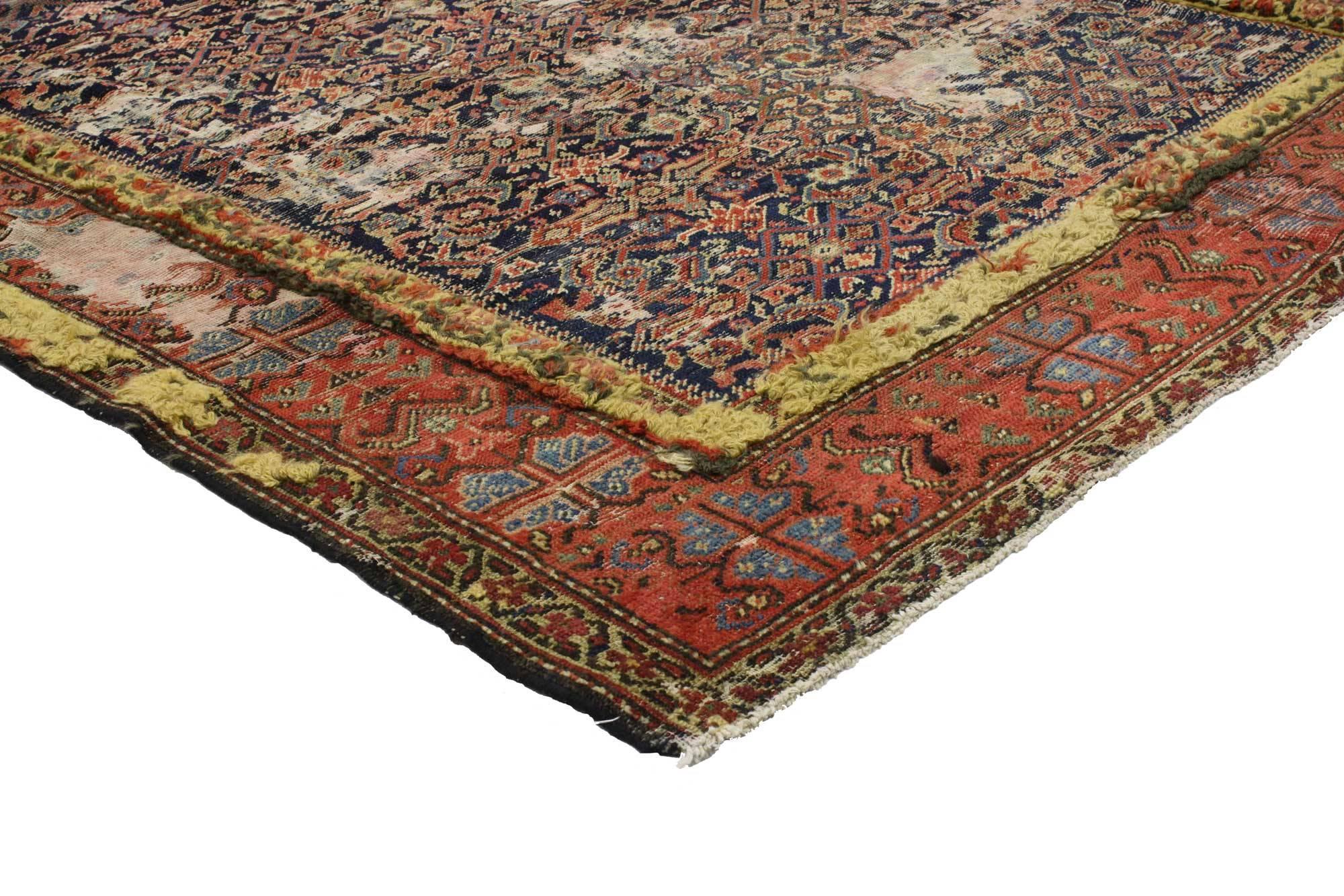 Antiker Malayer-Galerie-Teppich im Used-Look, verwitterter und getragener Flursteppich (Persisch) im Angebot