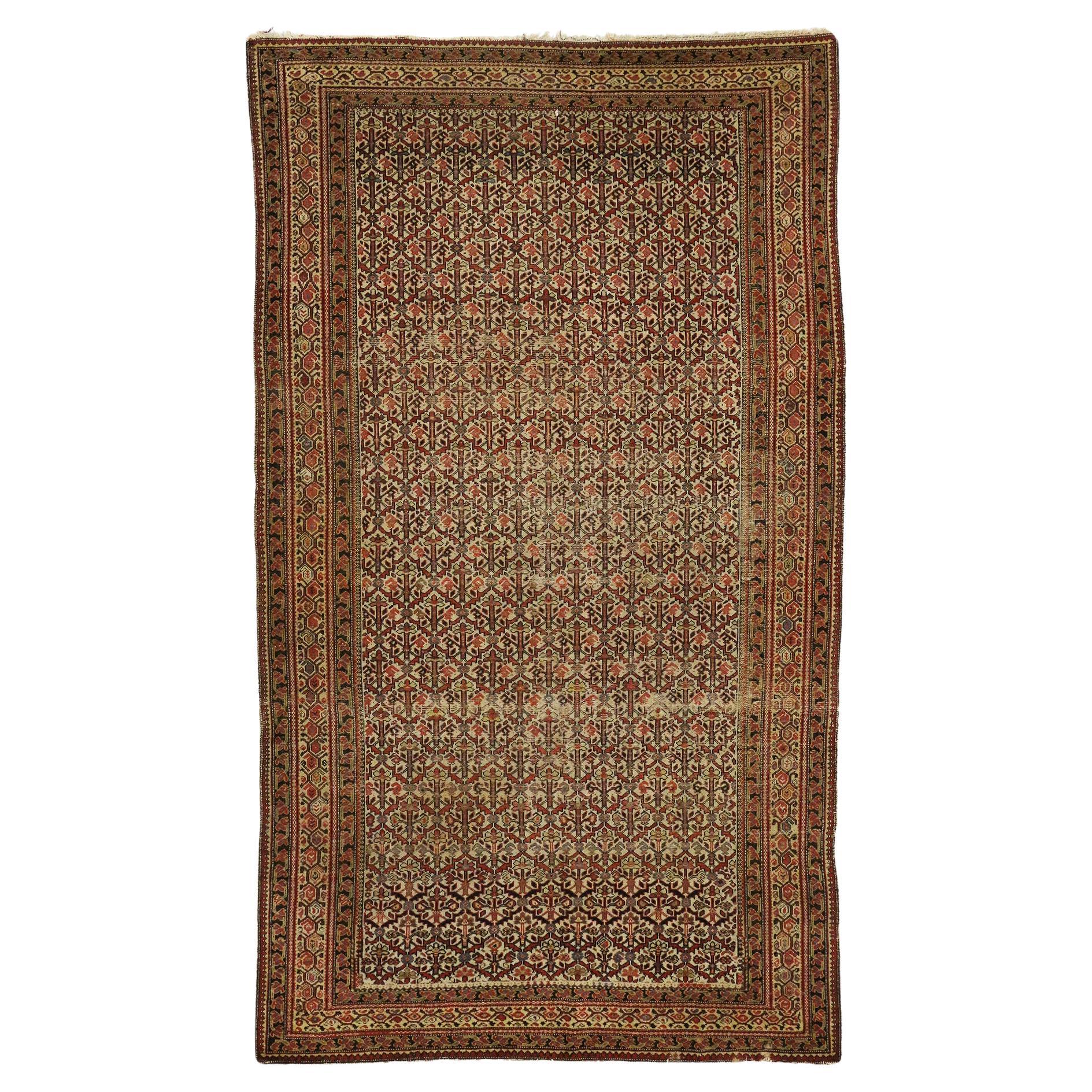 Alfombra Persa Malayer Rústica Antigua de 1880, 05'06 x 09'04