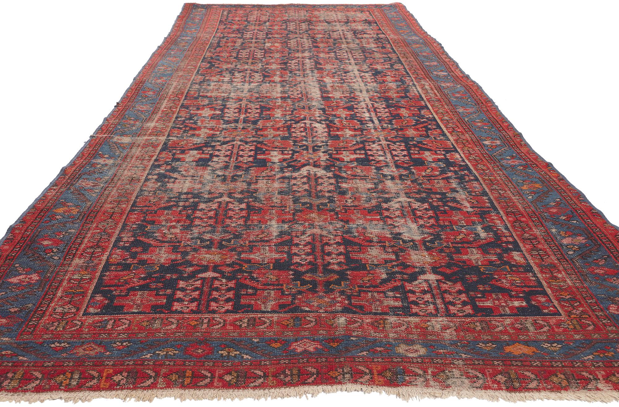 Perse Tapis persan Malayer ancien vieilli, large tapis de couloir de salon en vente