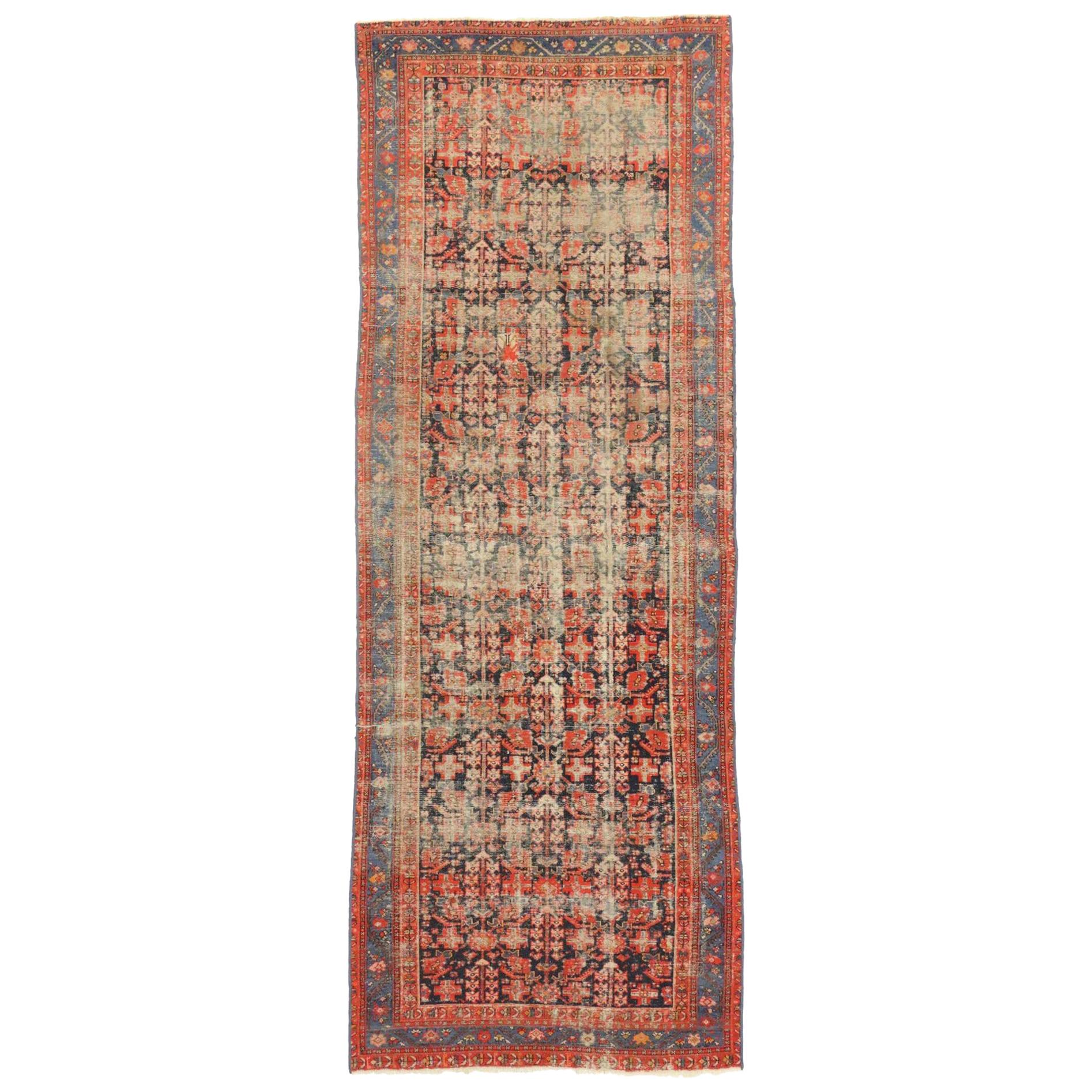 Vintage Persian Malayer Gallery Rug, Wide Hallway Runner For Sale at 1stDibs