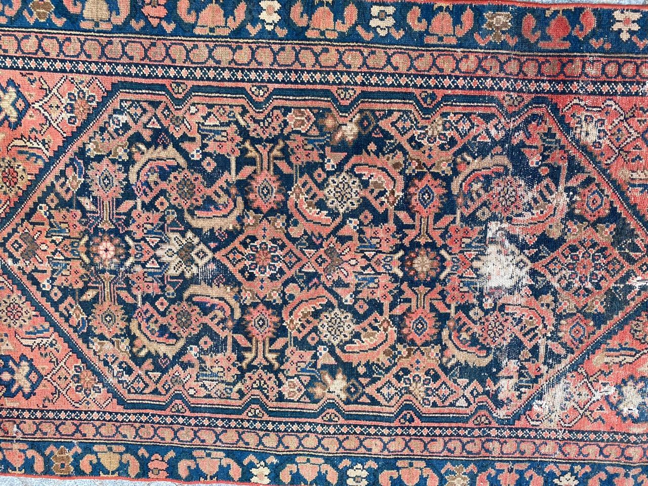 Distressed Antique Malayer Rug For Sale 3