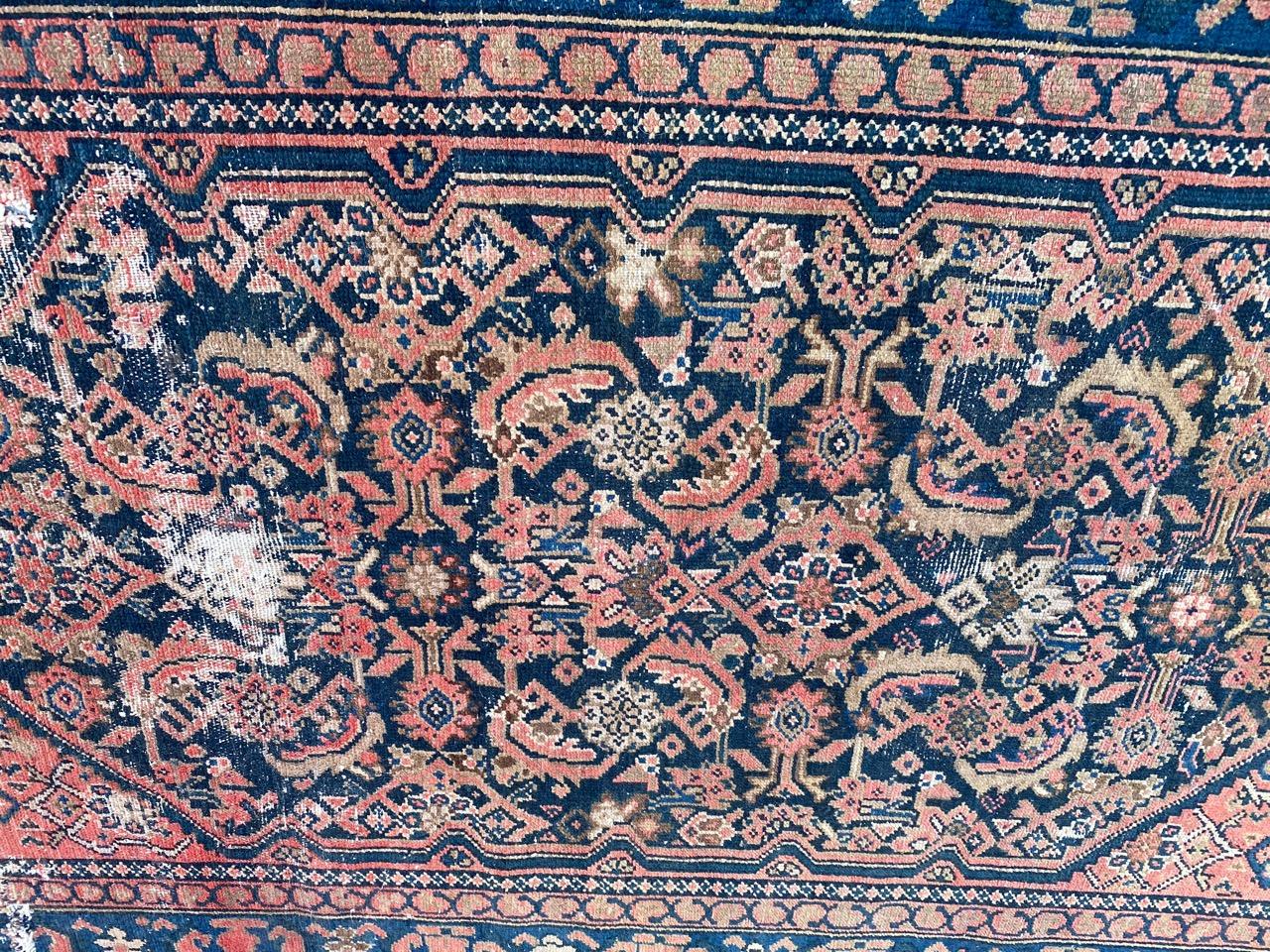 Distressed Antique Malayer Rug For Sale 4