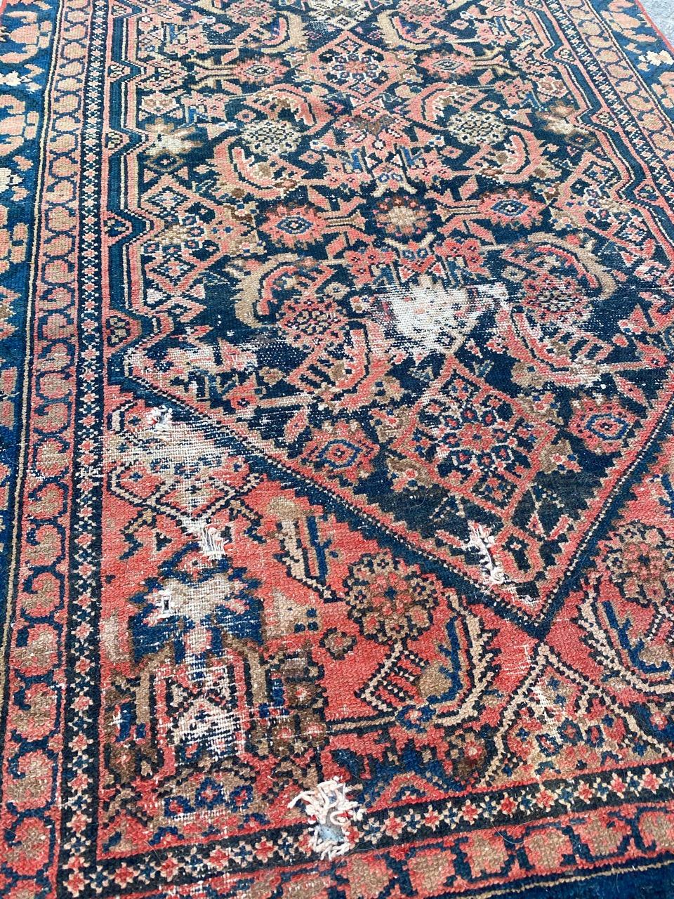 Distressed Antique Malayer Rug For Sale 5