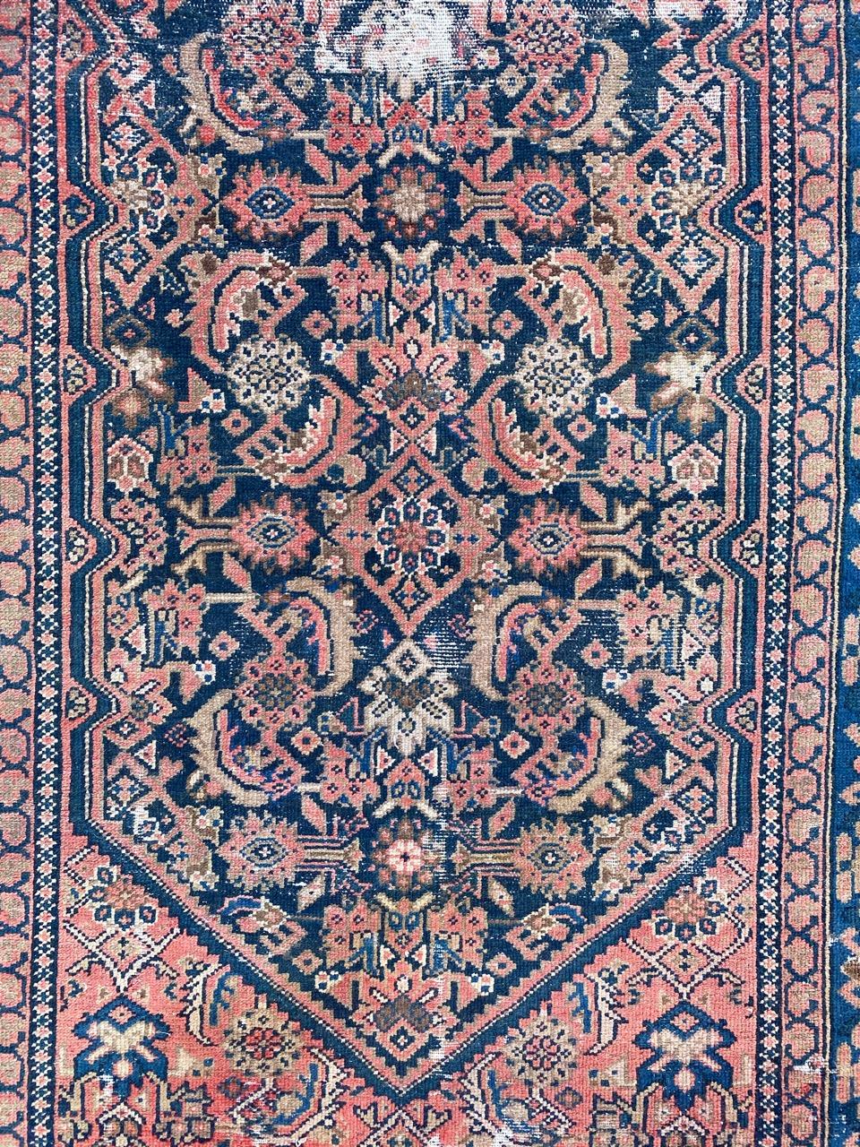 Beautiful late 19th century rug with a Herati design and beautiful natural colors, entirely hand knotted with wool velvet on cotton foundation.