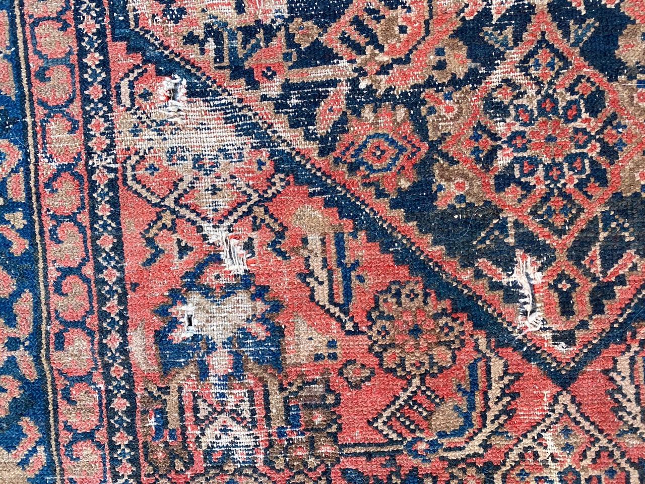 Wool Distressed Antique Malayer Rug For Sale