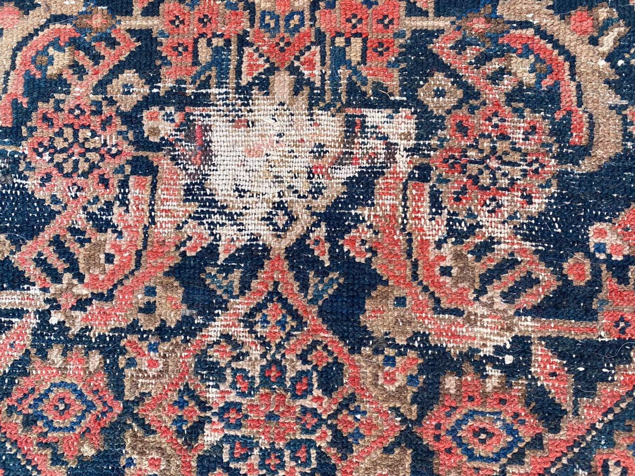 Distressed Antique Malayer Rug For Sale 1