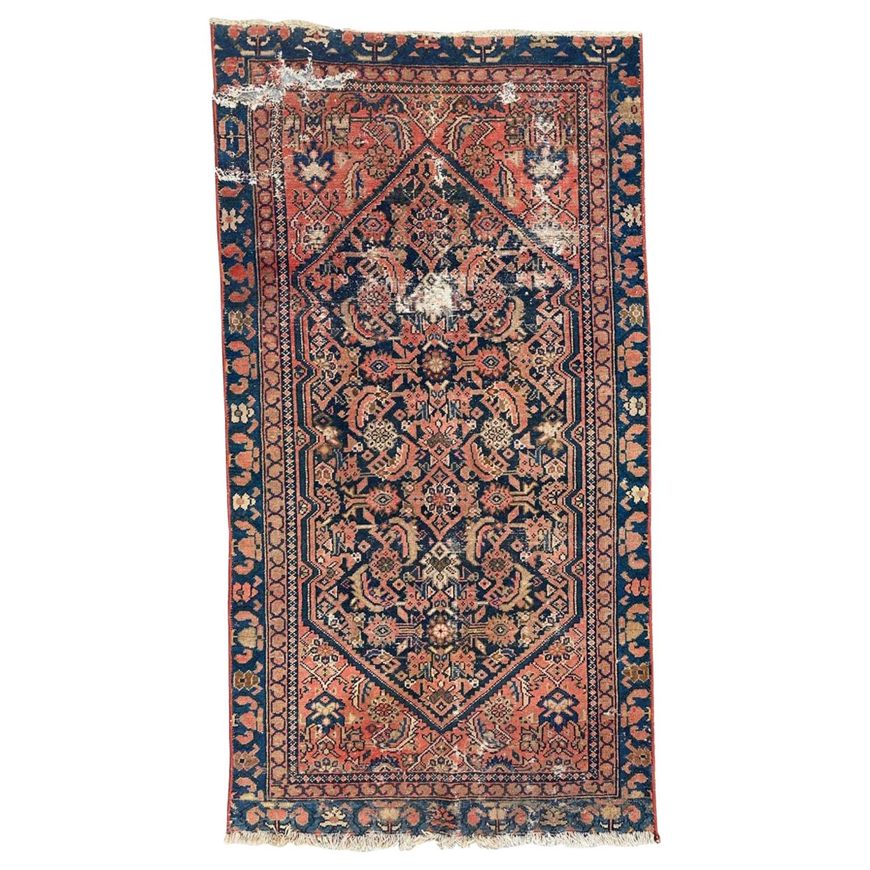 Distressed Antique Malayer Rug For Sale