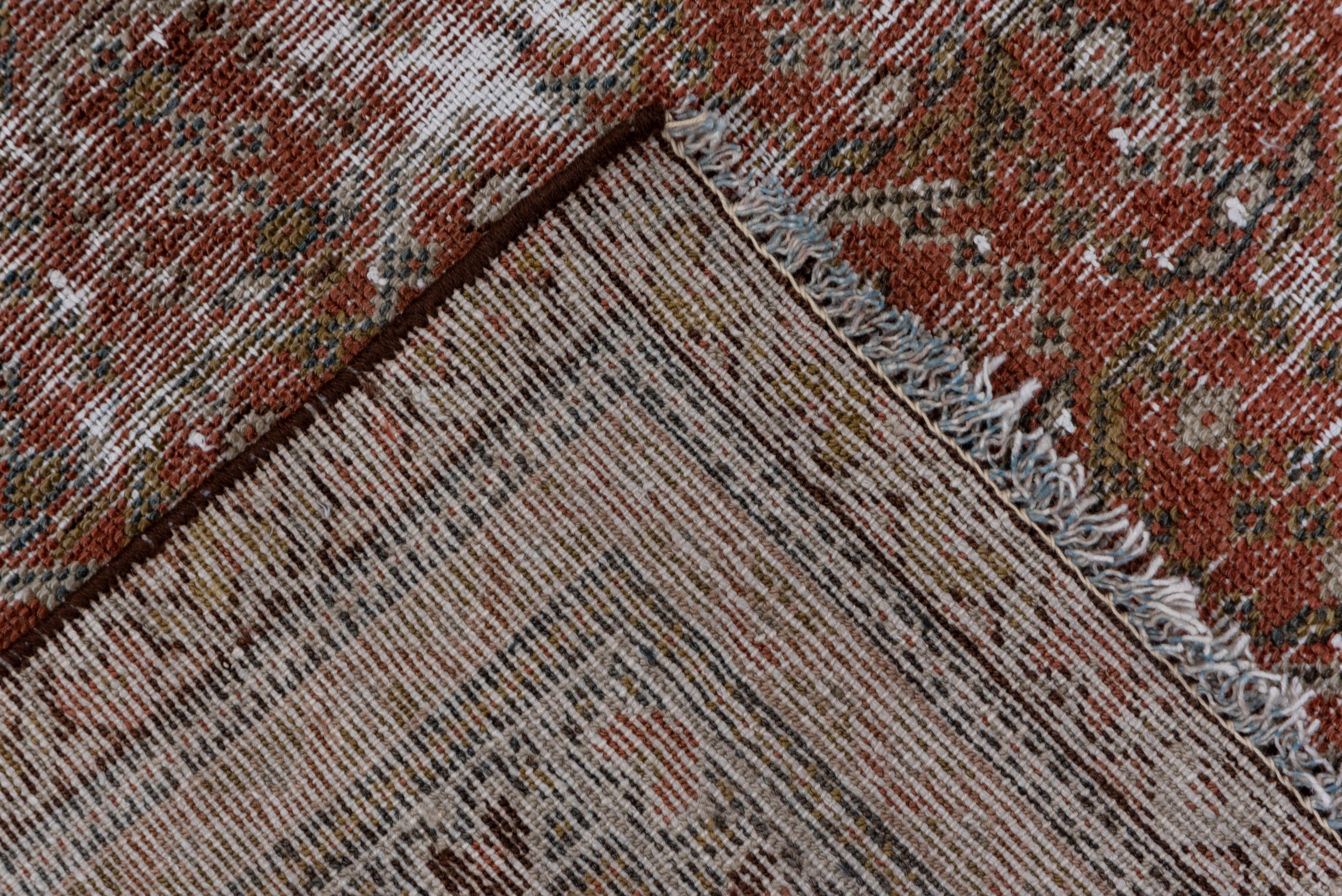 Distressed Antique Malayer Rug, Rust Field, Triple Detailed Border, circa 1920s In Good Condition For Sale In New York, NY