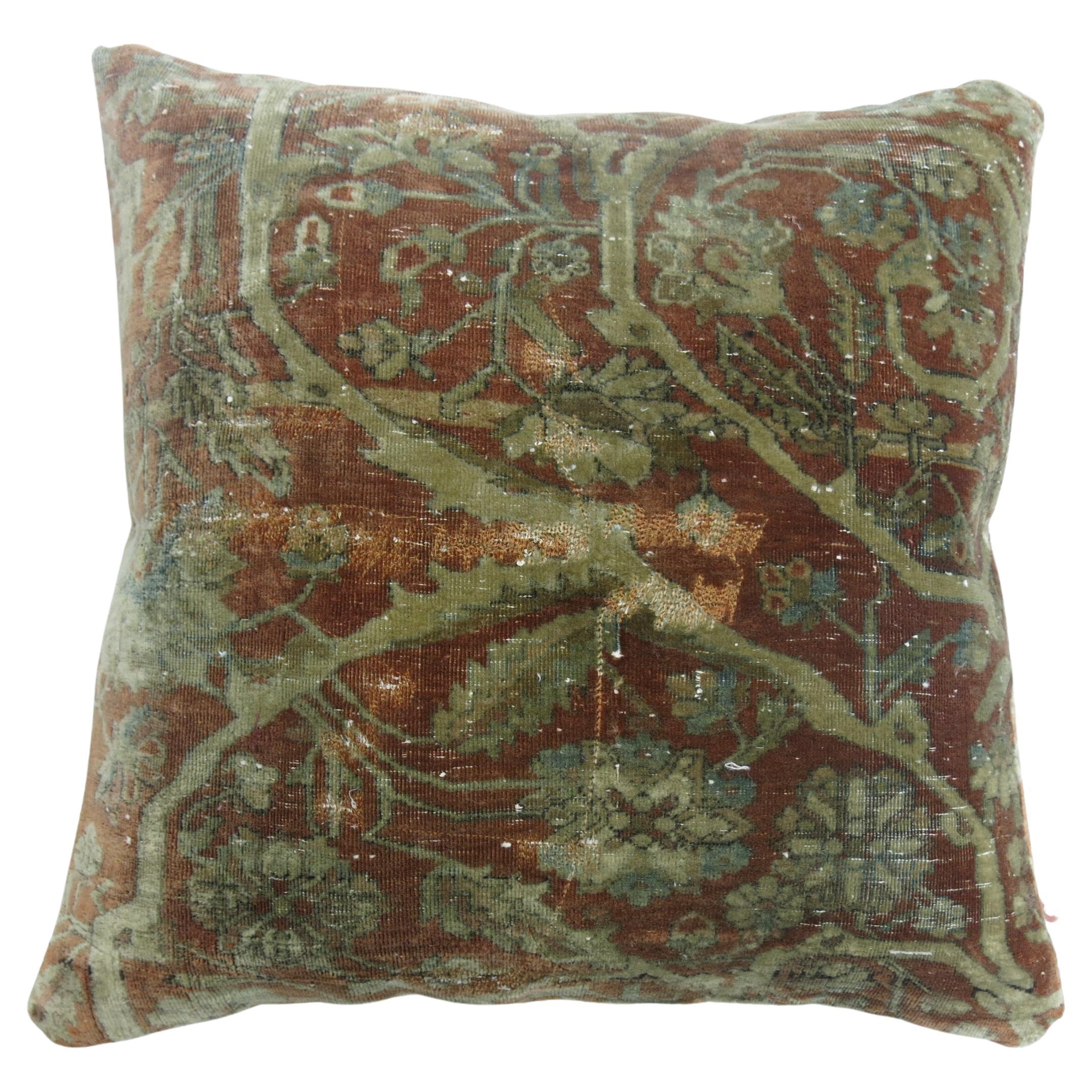 Pillow made from a Mohtasham Kashan rug.

Measures: 20'' x 20''.