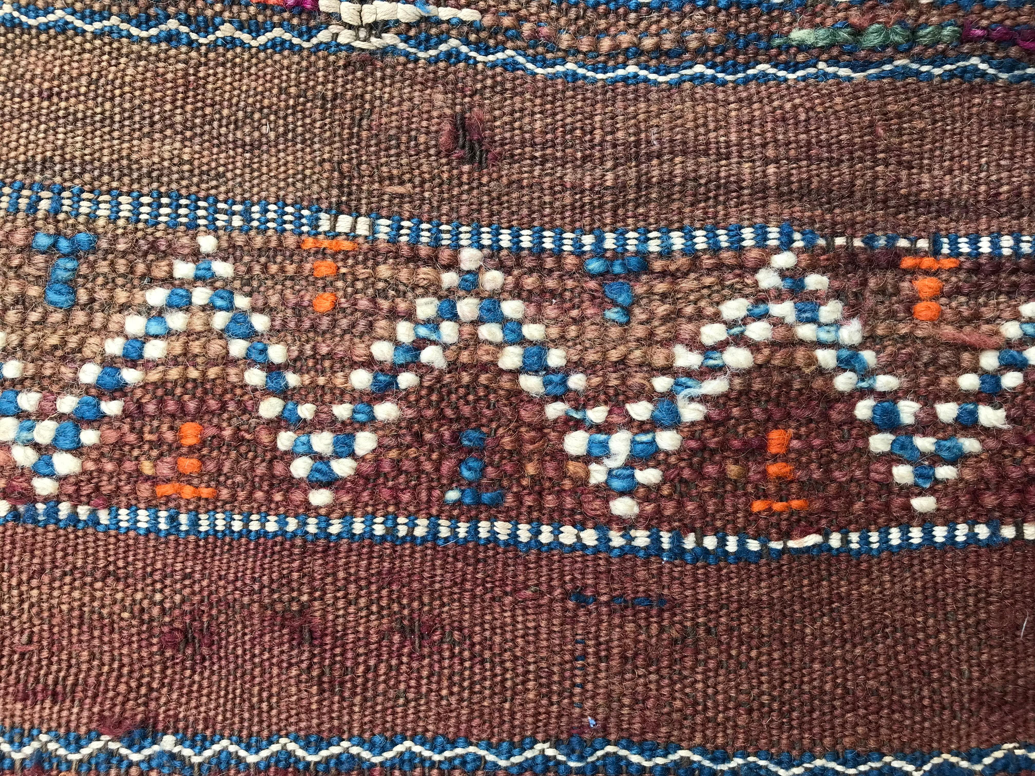 Distressed Antique Moroccan Kilim For Sale 5